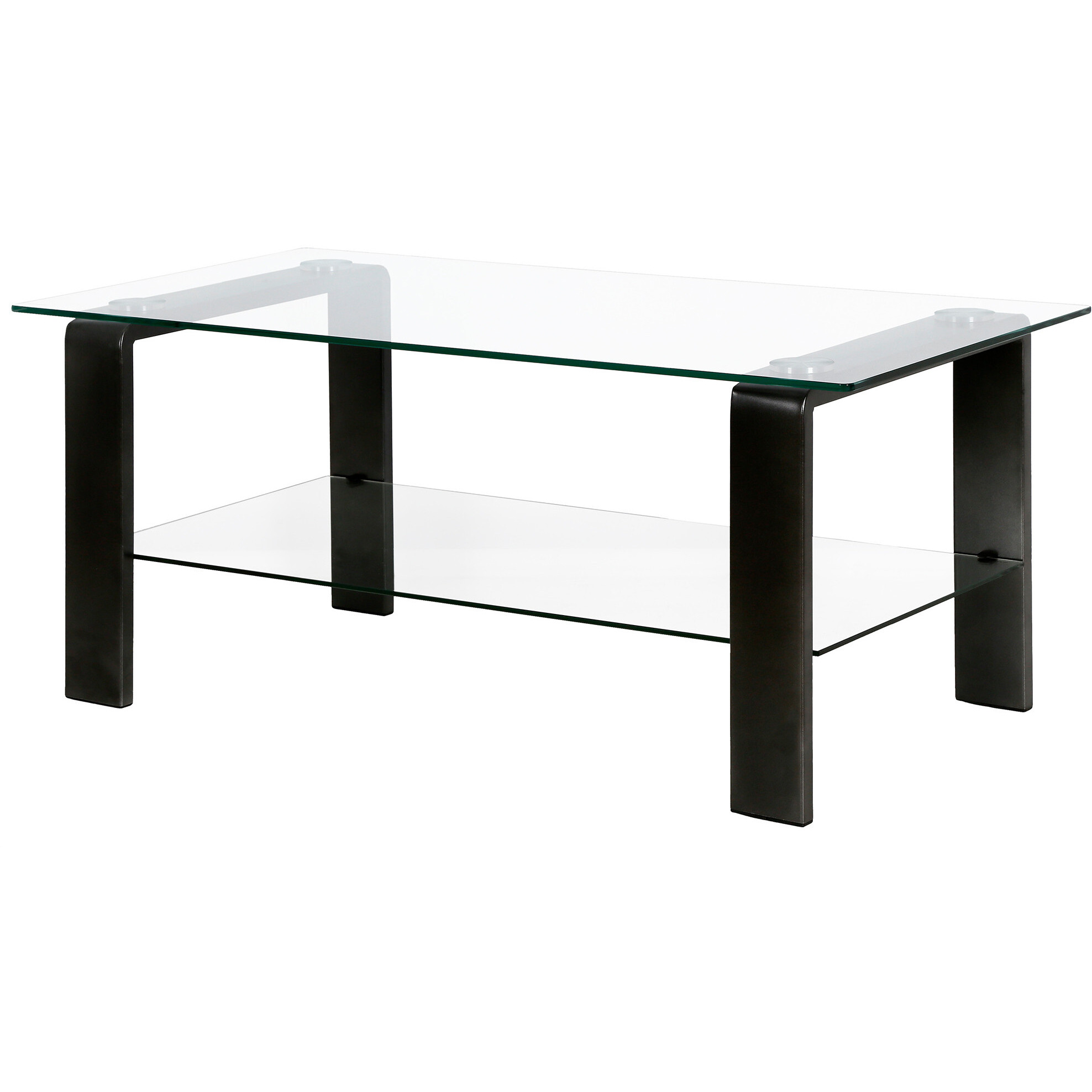 40 Black Glass Rectangular Coffee Table With Shelf