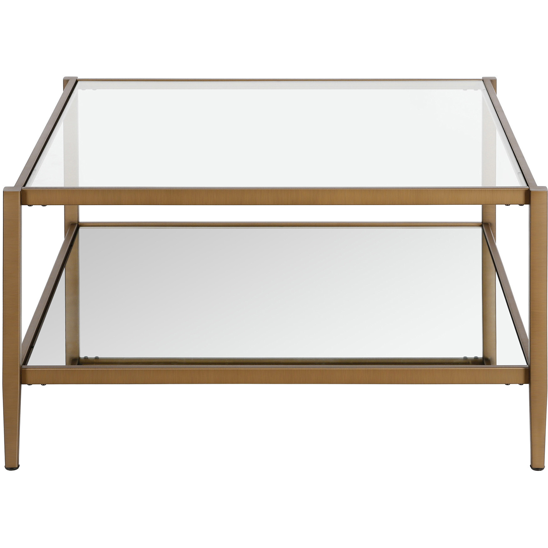 32 Gold Glass Square Coffee Table With Shelf