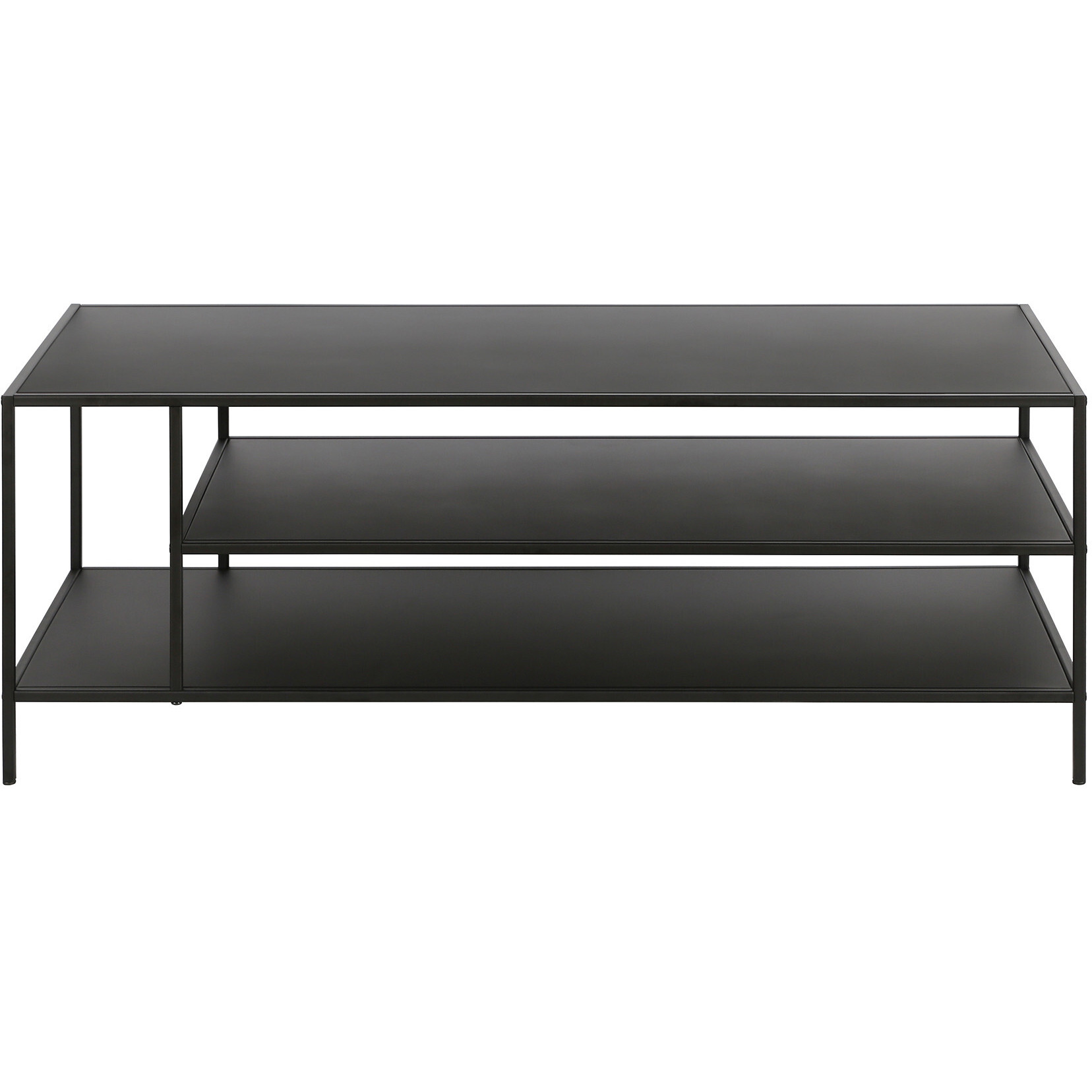 46 Black Steel Rectangular Coffee Table With Two Shelves