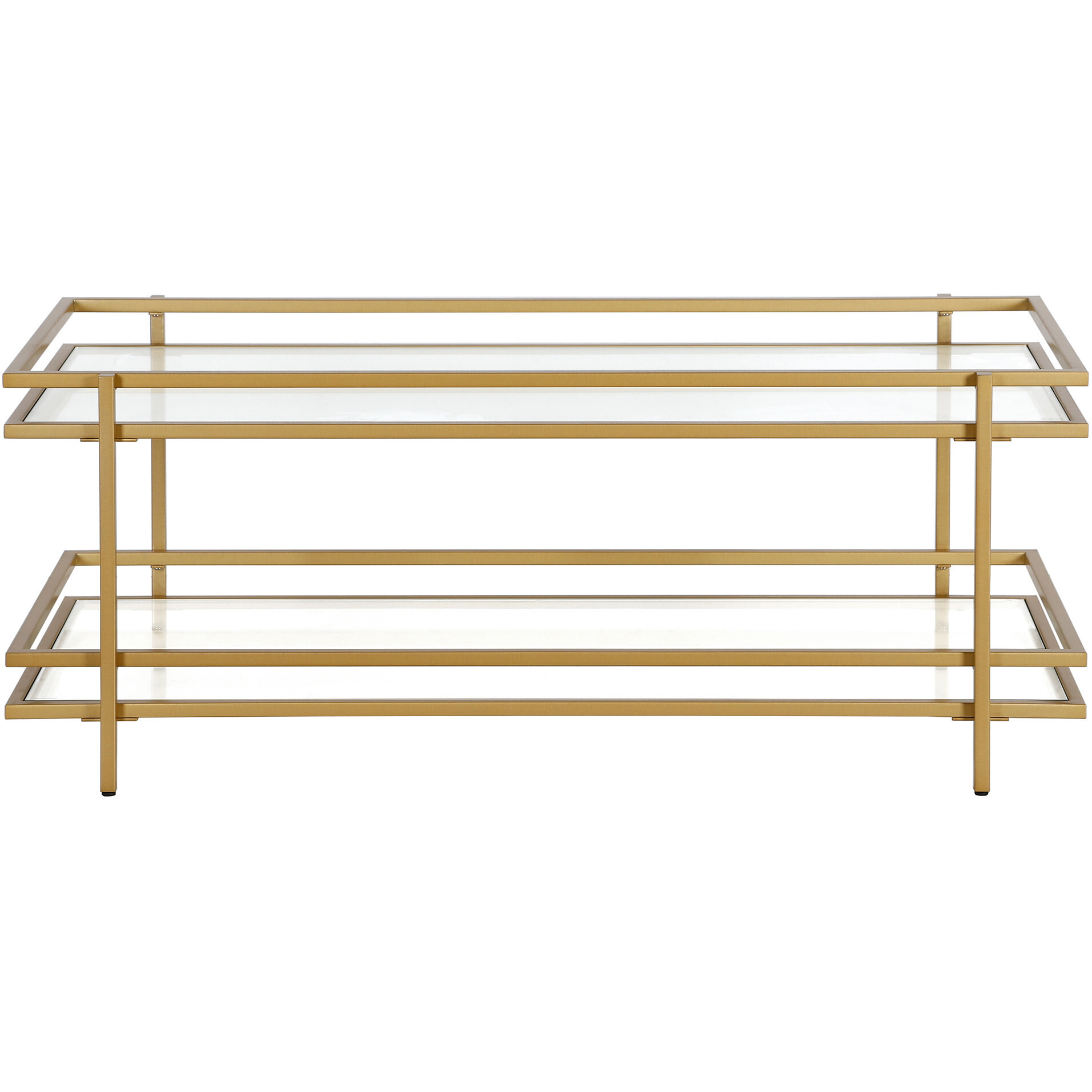45 Gold Glass Rectangular Coffee Table With Shelf
