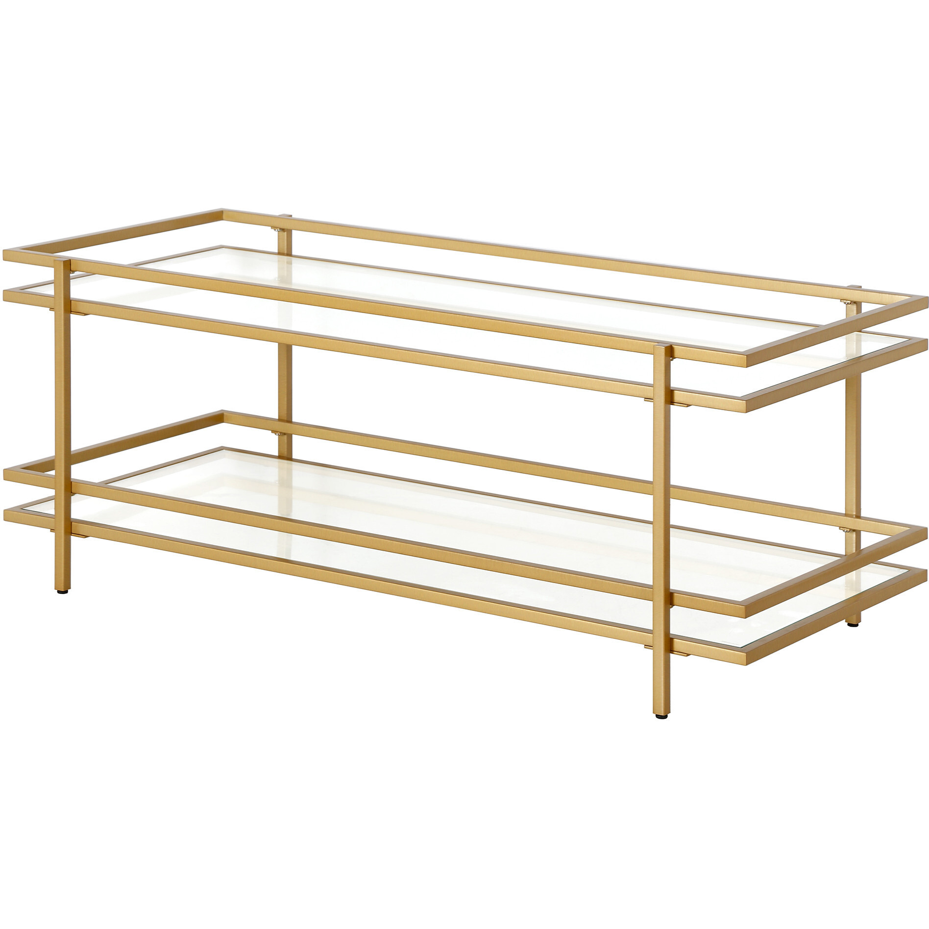 45 Gold Glass Rectangular Coffee Table With Shelf
