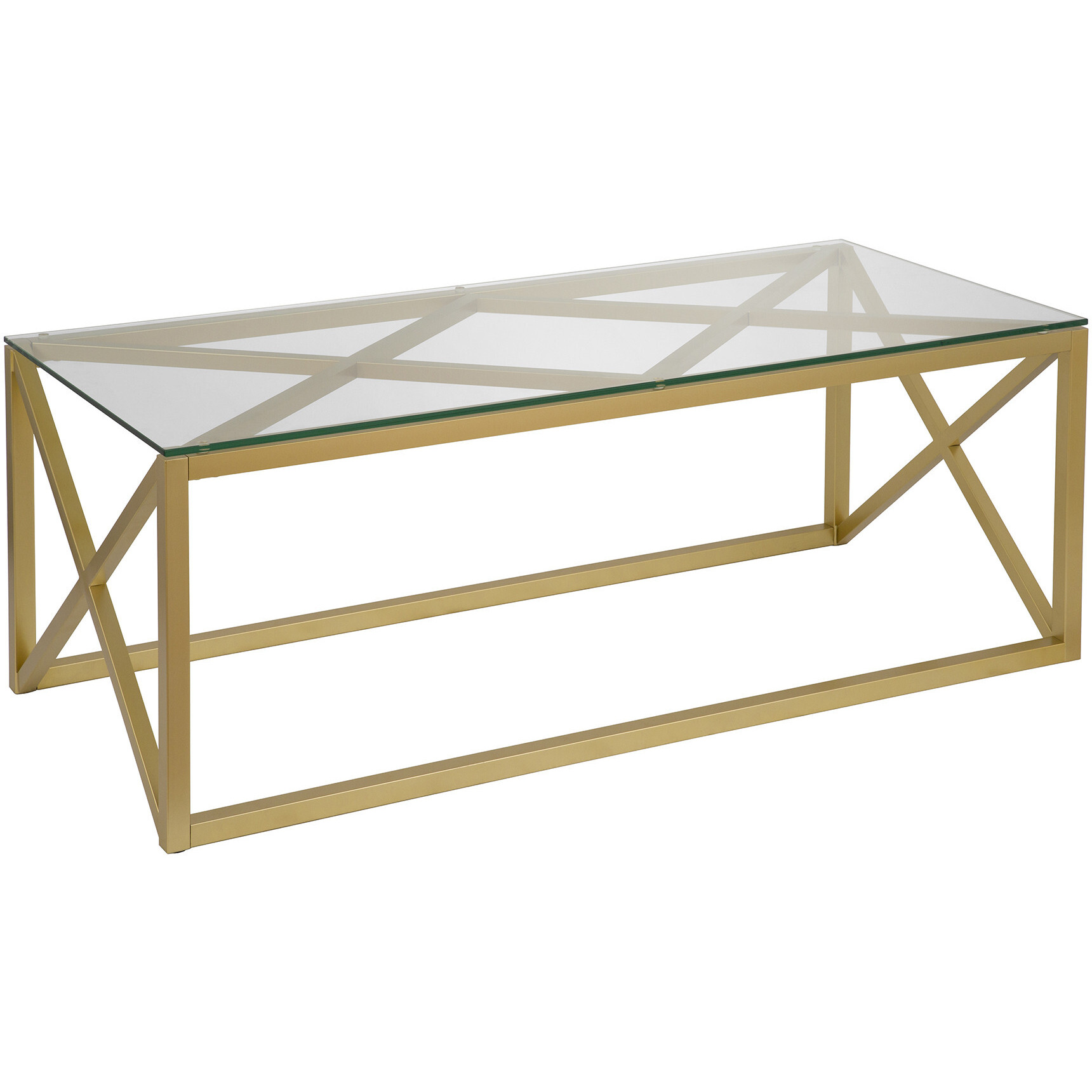 46 Gold Glass Rectangular Coffee Table