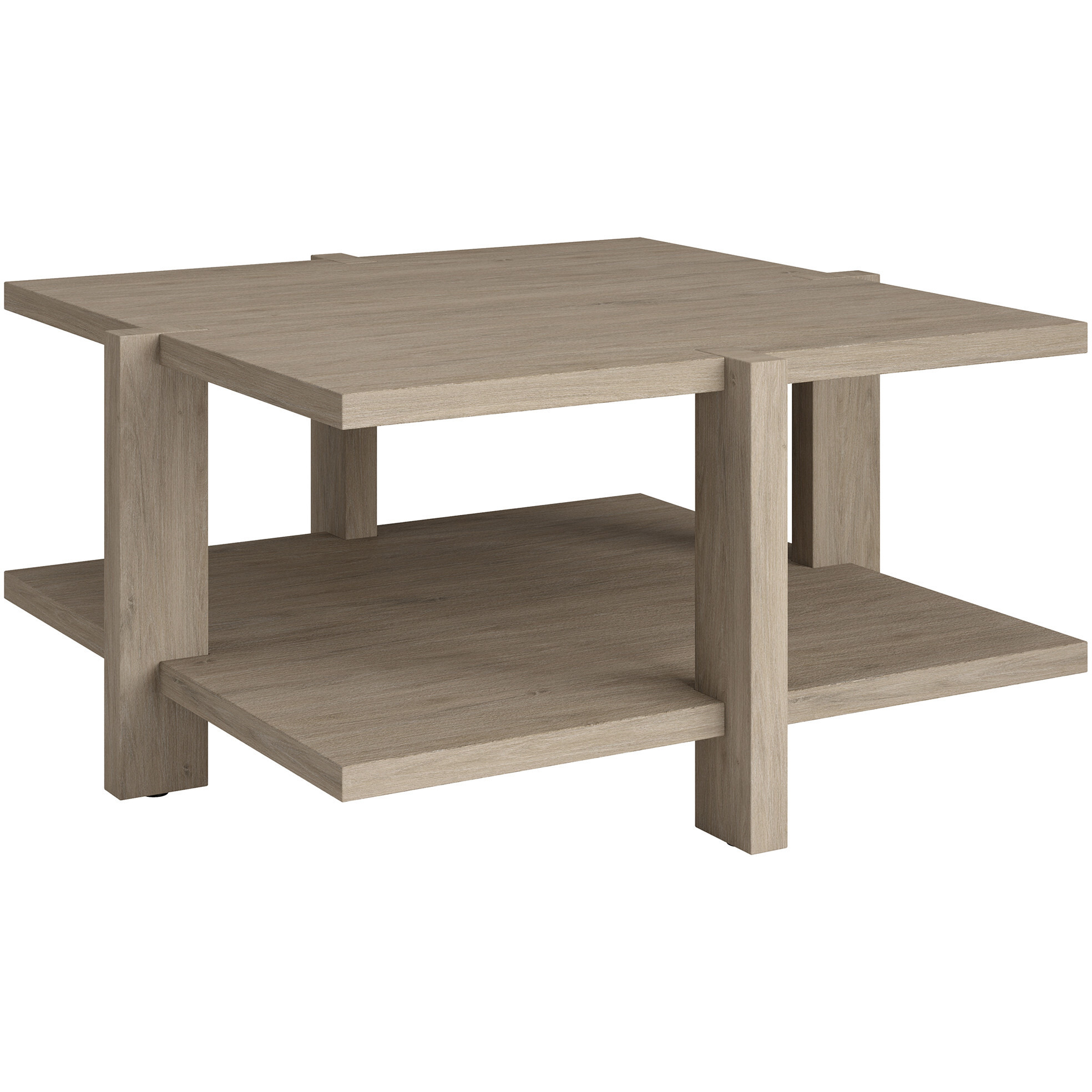 35 Gray Manufactured Wood Square Coffee Table With Shelf