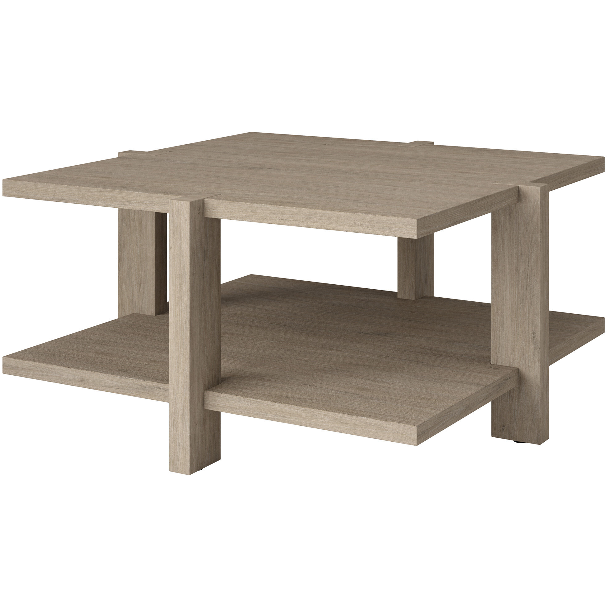35 Gray Manufactured Wood Square Coffee Table With Shelf