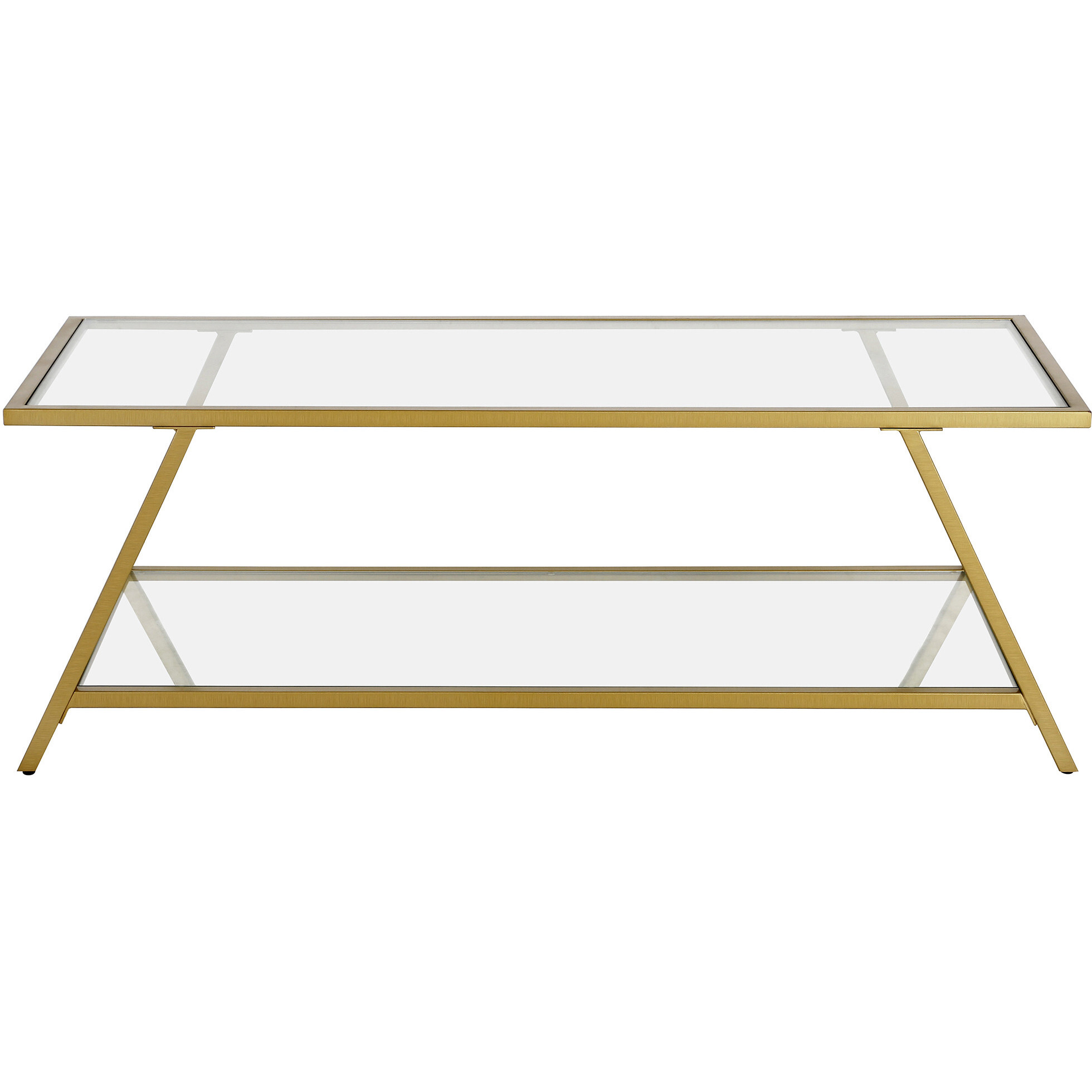 48 Gold Glass Rectangular Coffee Table With Shelf