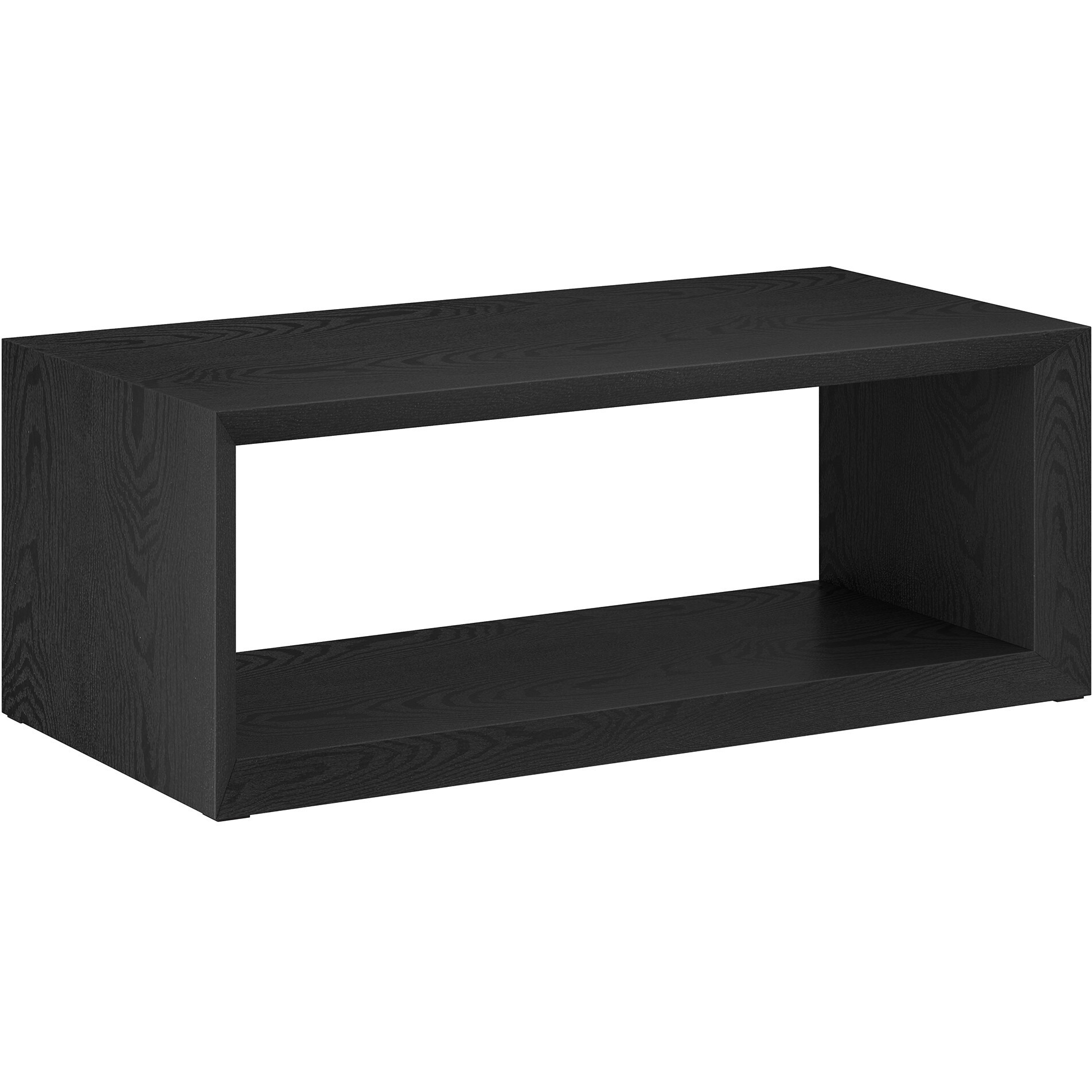 48 Black Manufactured Wood Rectangular Coffee Table With Shelf