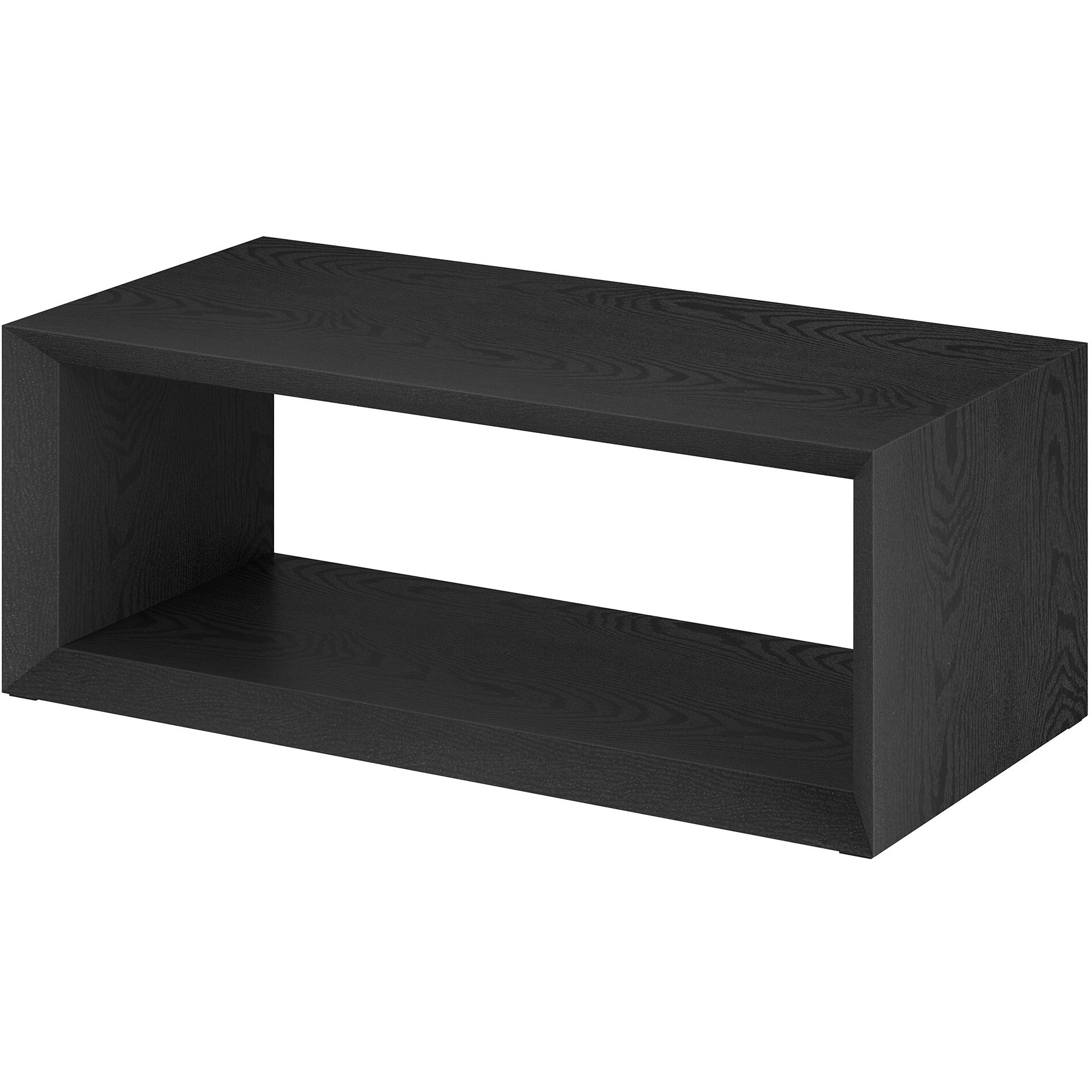 48 Black Manufactured Wood Rectangular Coffee Table With Shelf