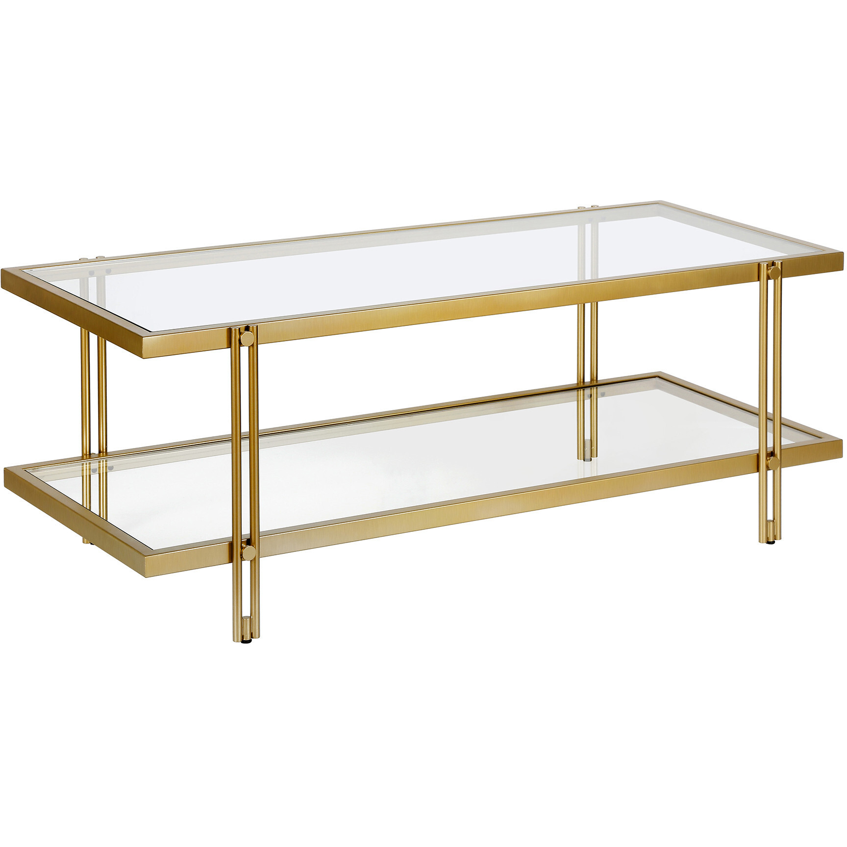 45 Gold Glass Rectangular Coffee Table With Shelf