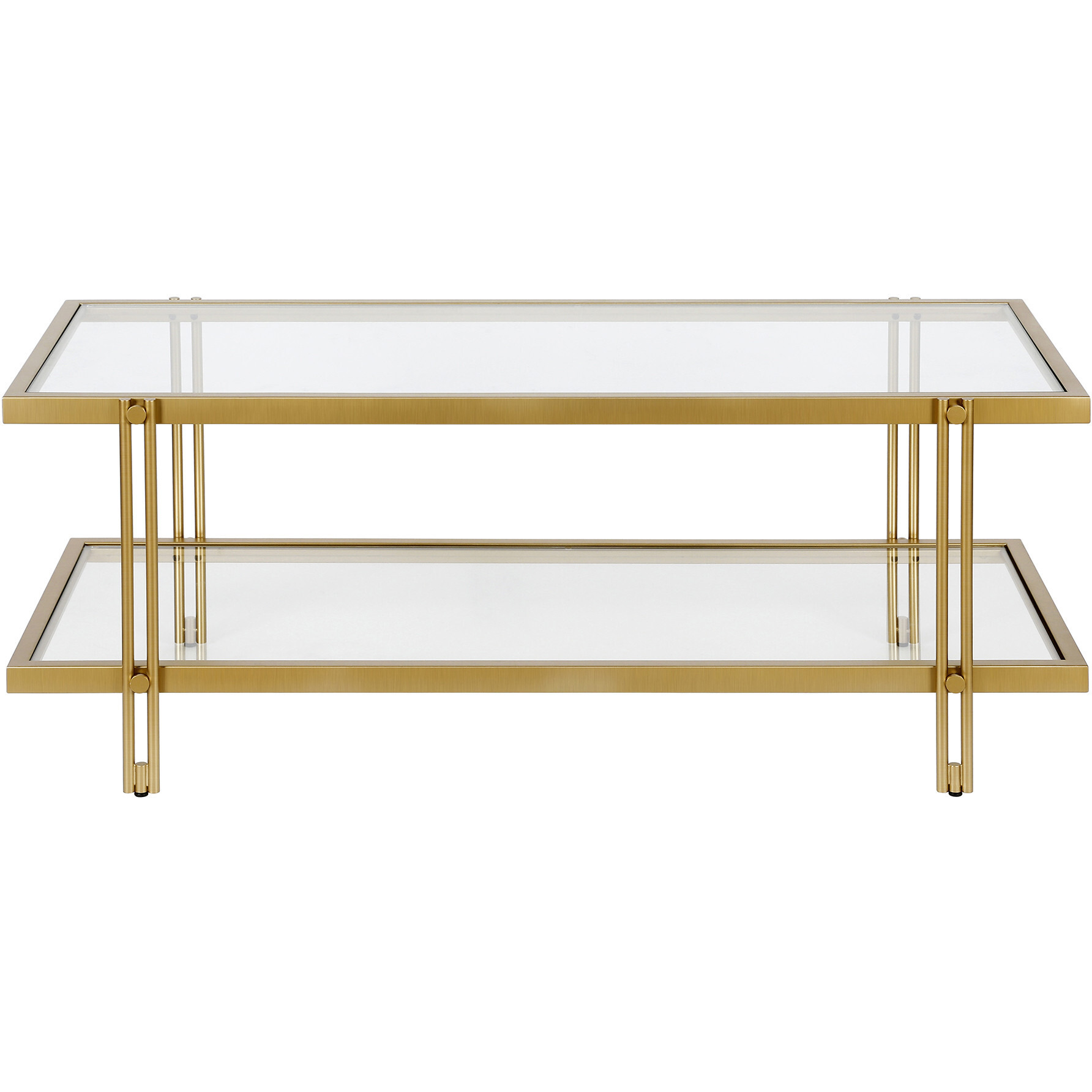 45 Gold Glass Rectangular Coffee Table With Shelf