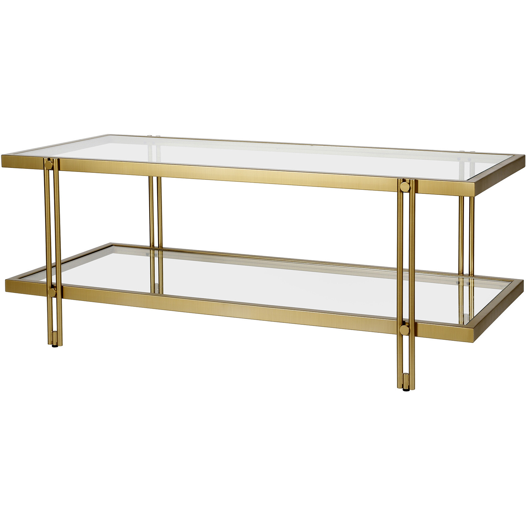 45 Gold Glass Rectangular Coffee Table With Shelf