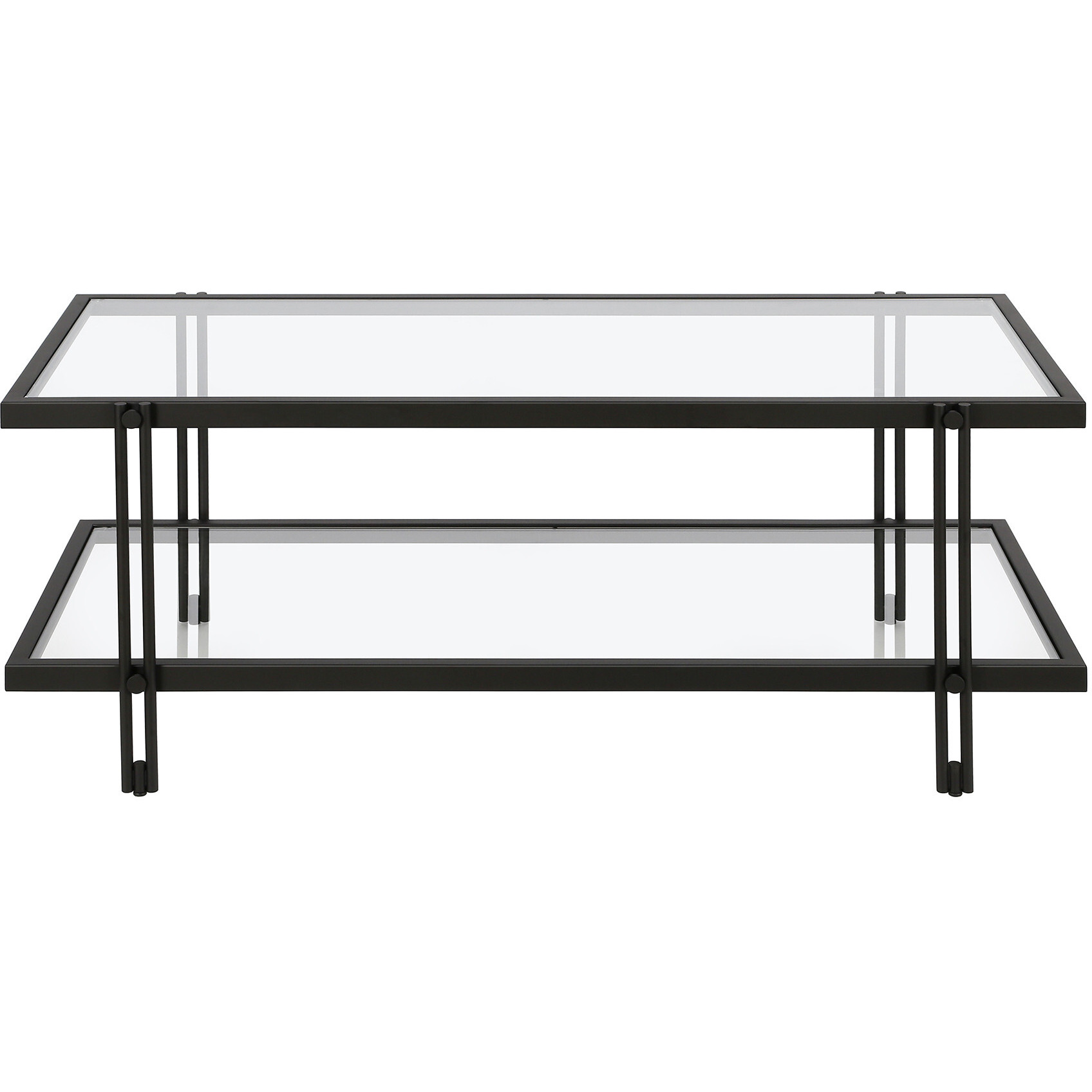 45 Black Glass Rectangular Coffee Table With Shelf