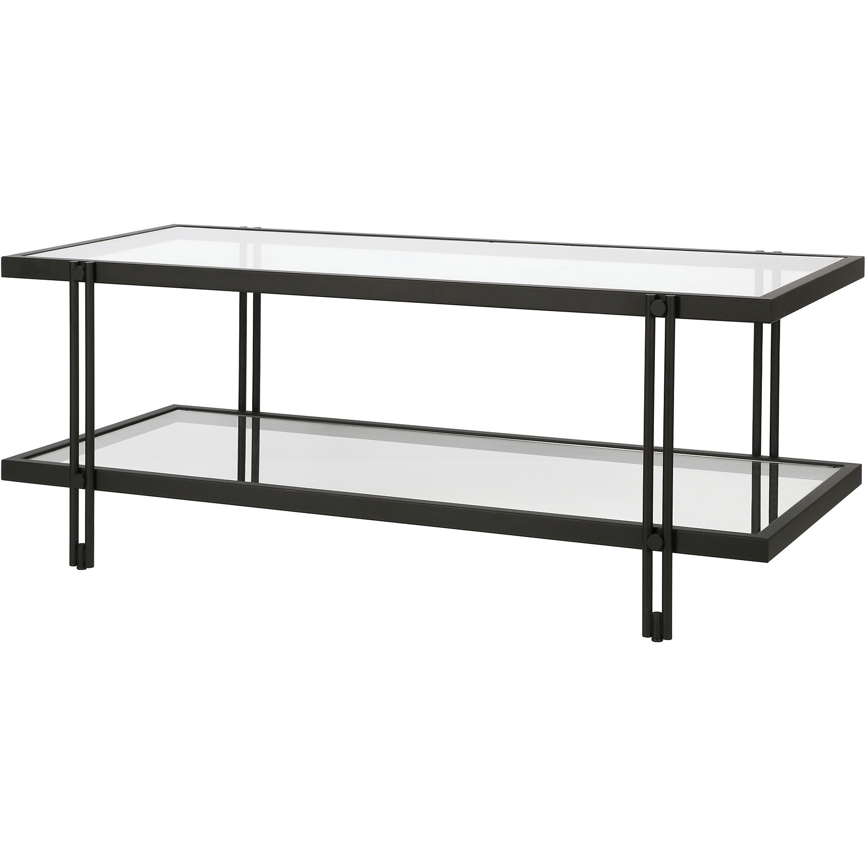 45 Black Glass Rectangular Coffee Table With Shelf