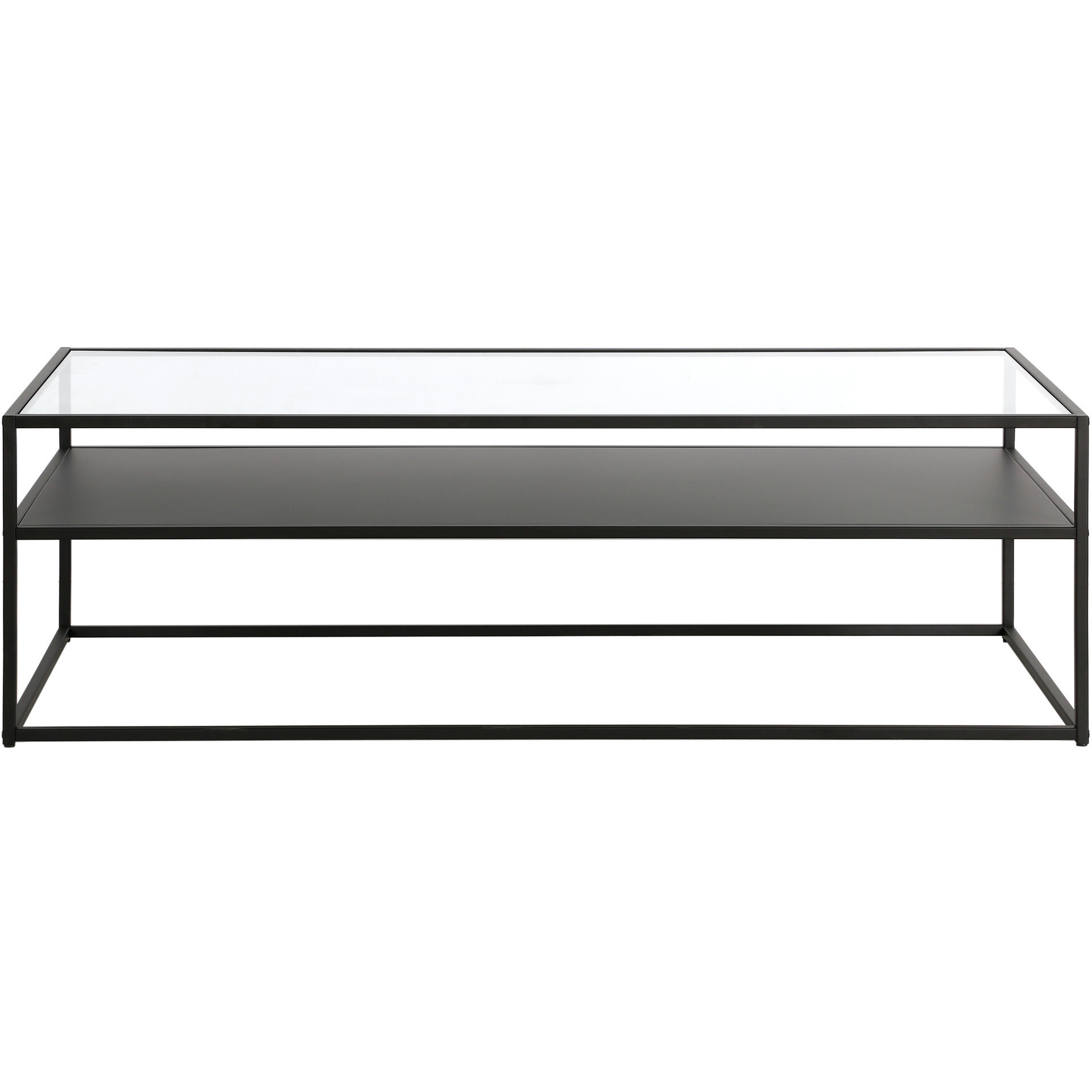 54 Black Glass Rectangular Coffee Table With Shelf