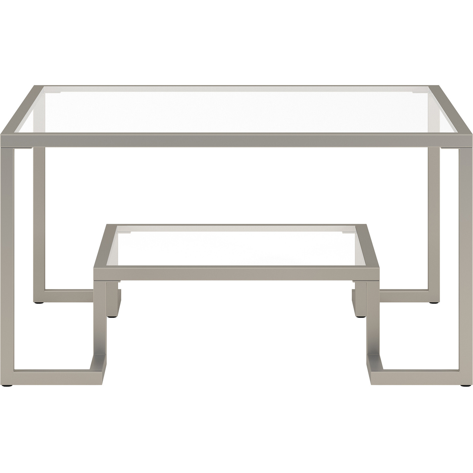 32 Silver Glass Square Coffee Table With Shelf