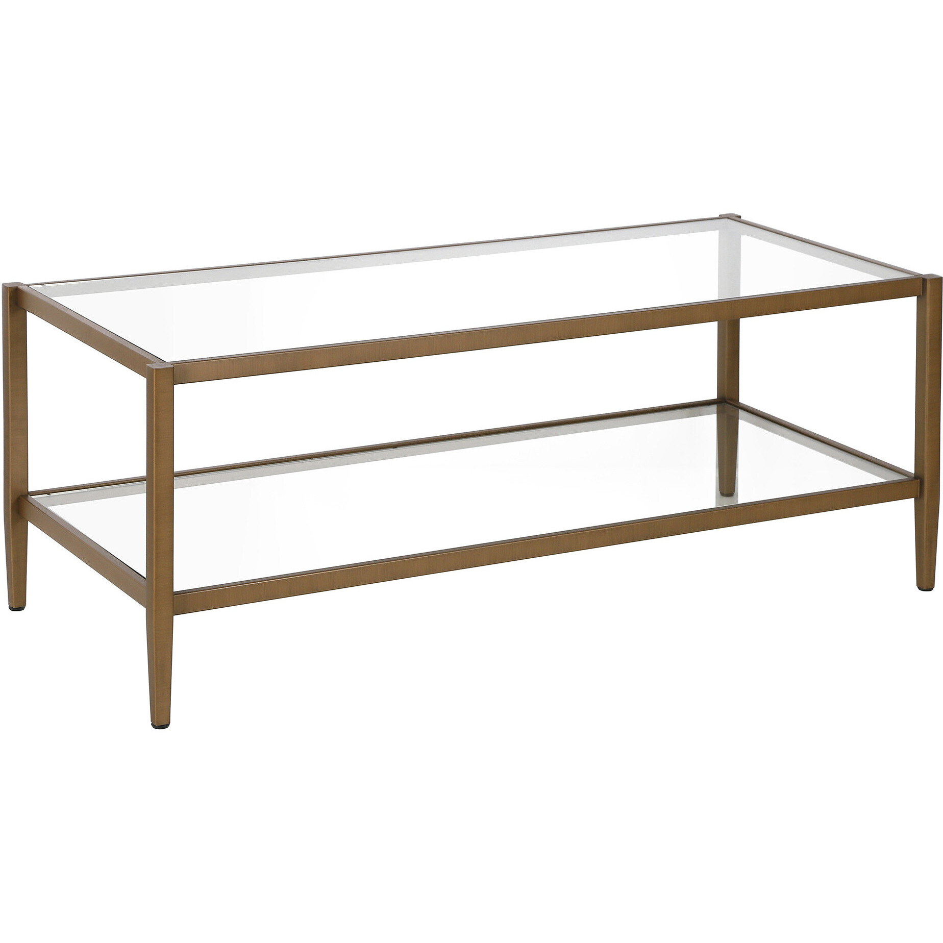 45 Gold Glass Rectangular Coffee Table With Shelf
