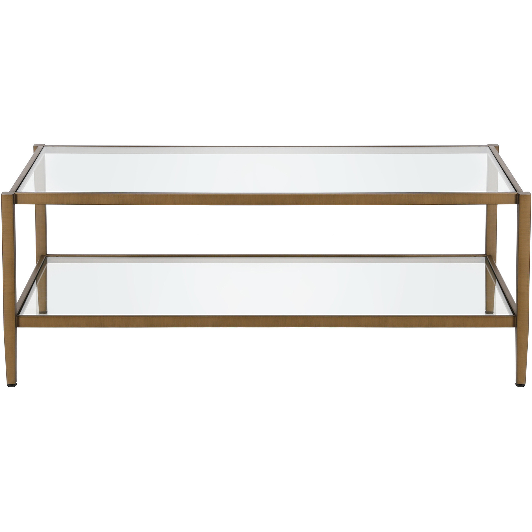 45 Gold Glass Rectangular Coffee Table With Shelf