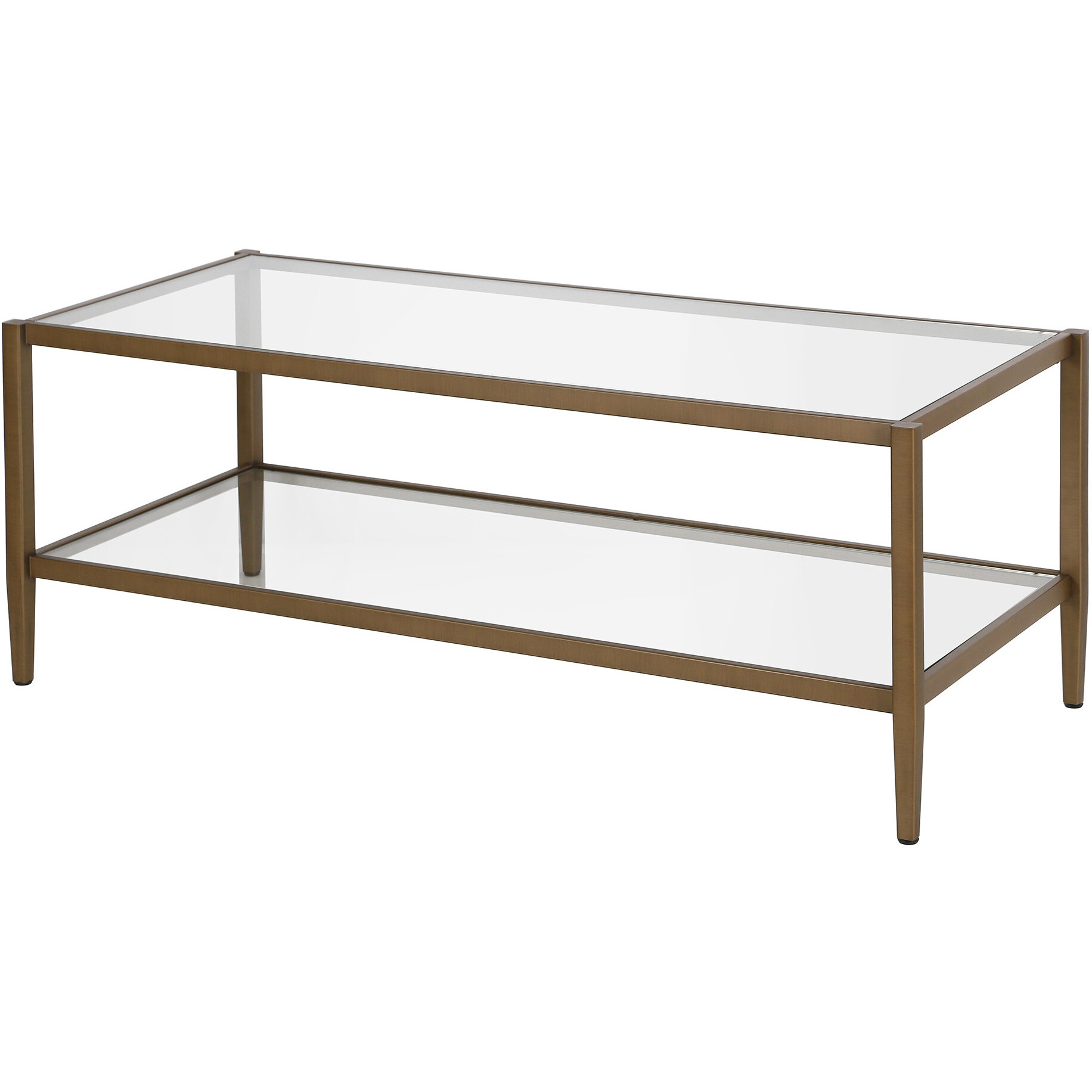 45 Gold Glass Rectangular Coffee Table With Shelf