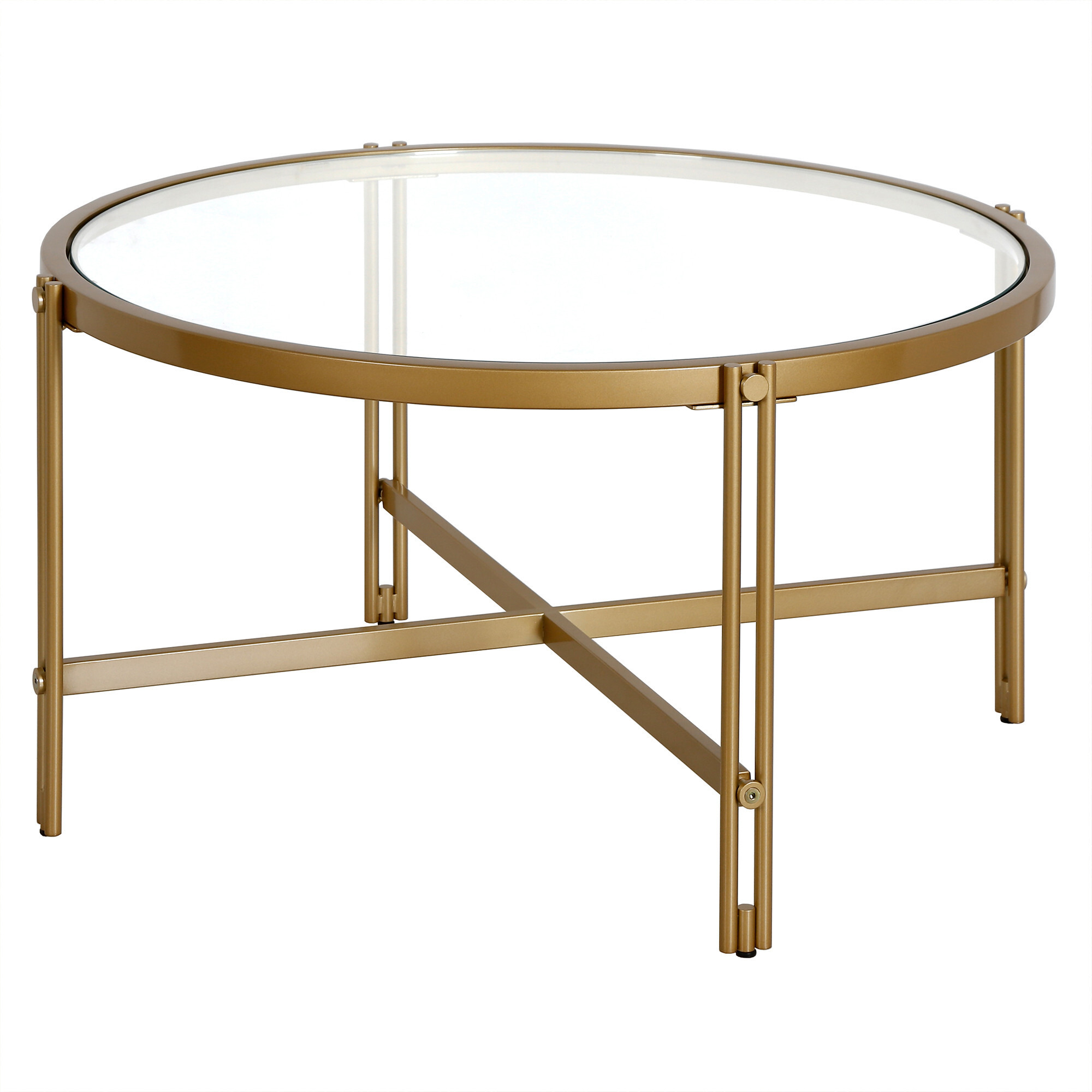 32 Gold Glass Round Coffee Table