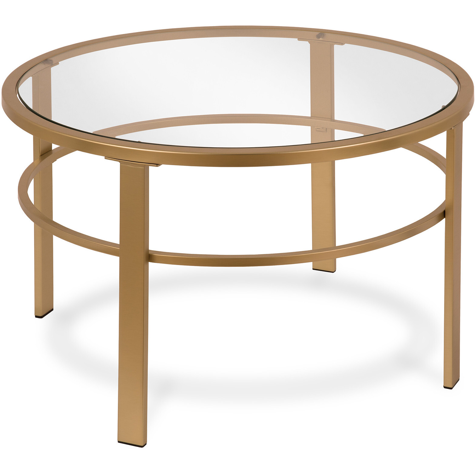 Set Of Two 36 Gold Glass Round Nested Coffee Tables