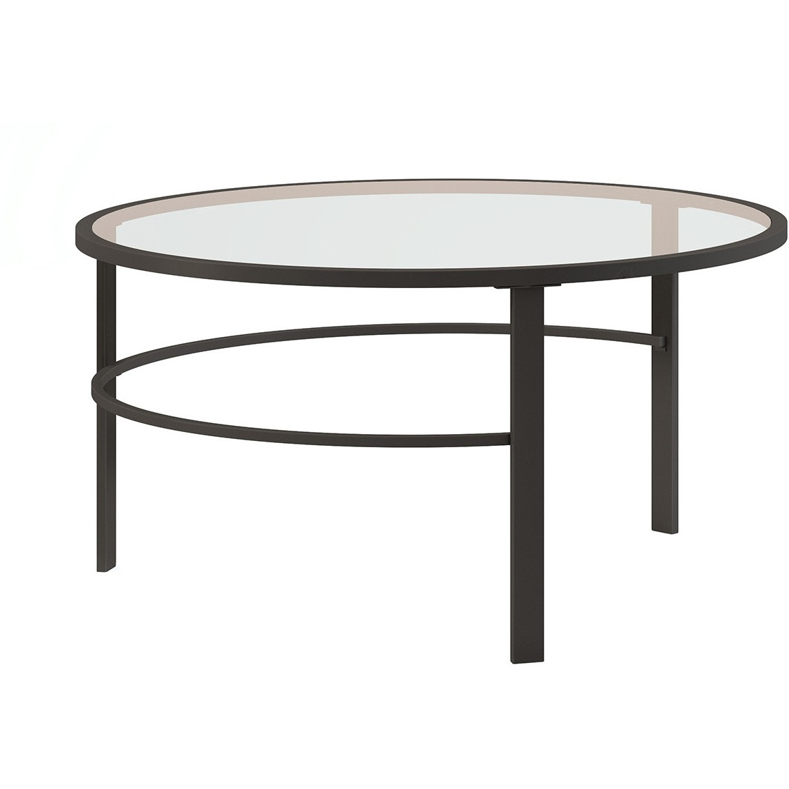 Set Of Two 36 Black And Clear Glass Round Nested Coffee Tables