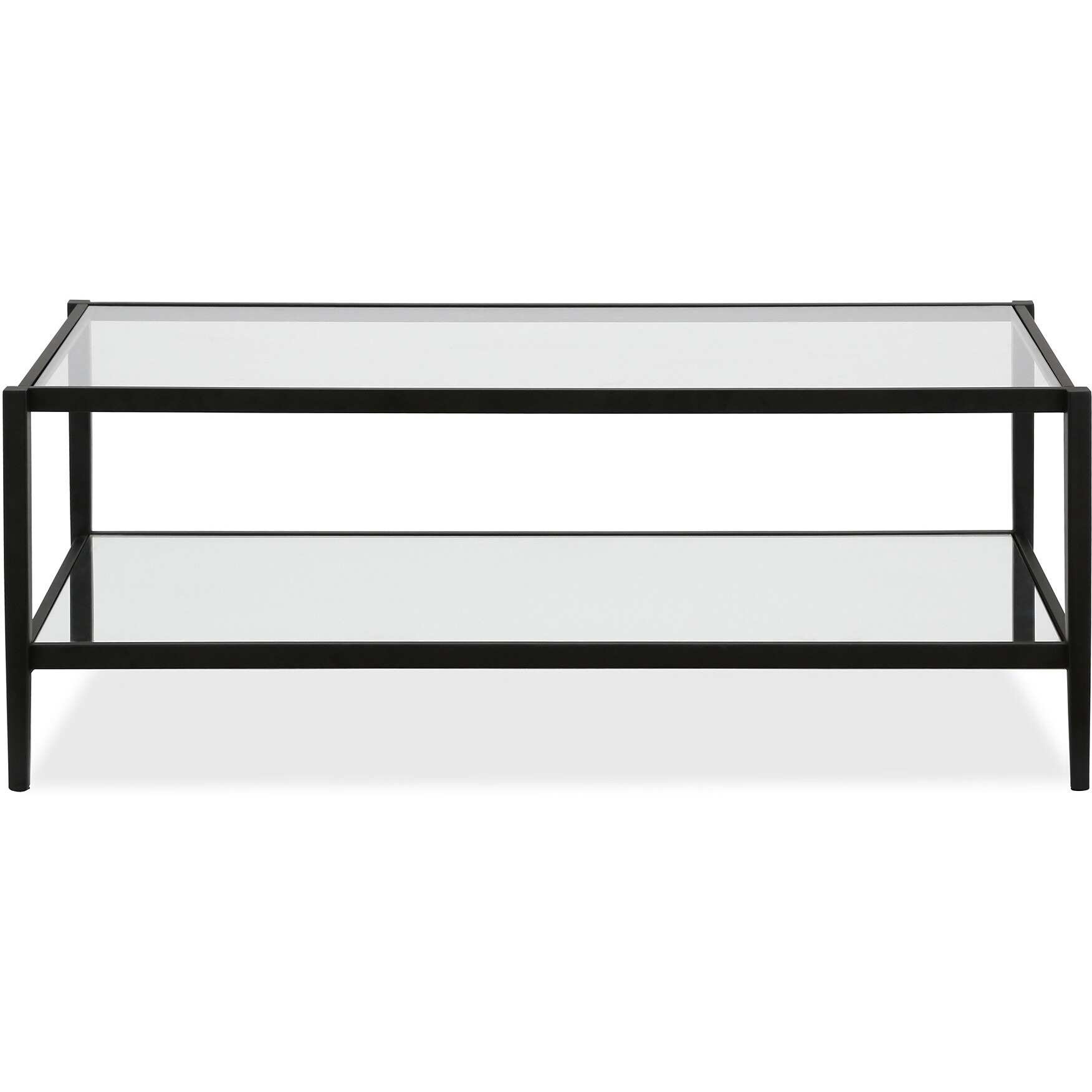 45 Black Glass Rectangular Coffee Table With Shelf