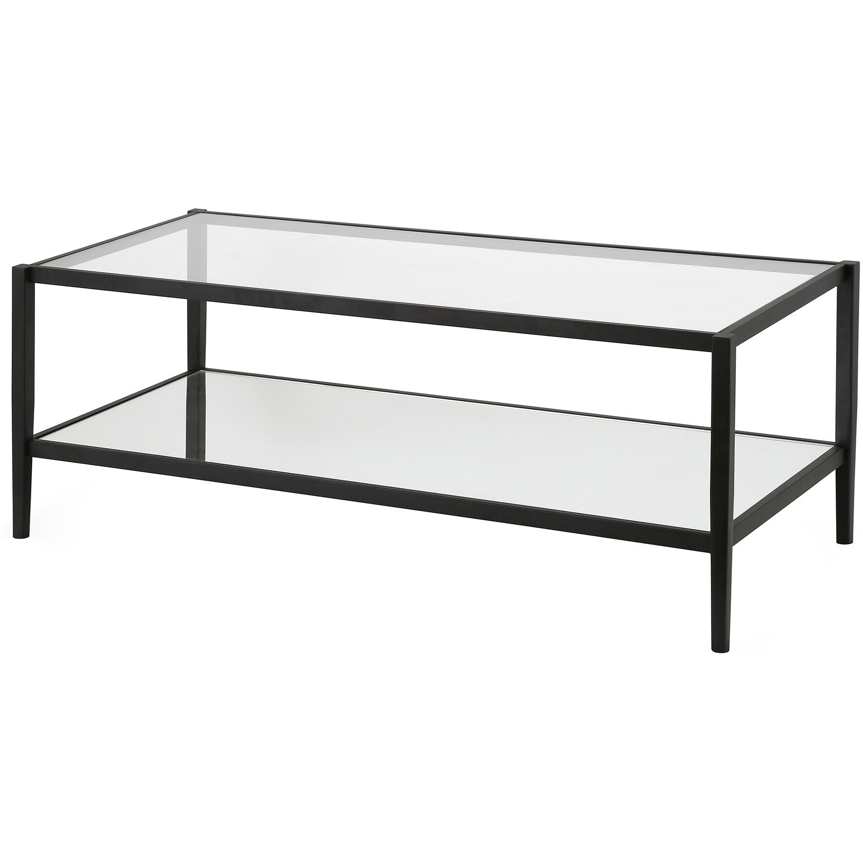 45 Black Glass Rectangular Coffee Table With Shelf