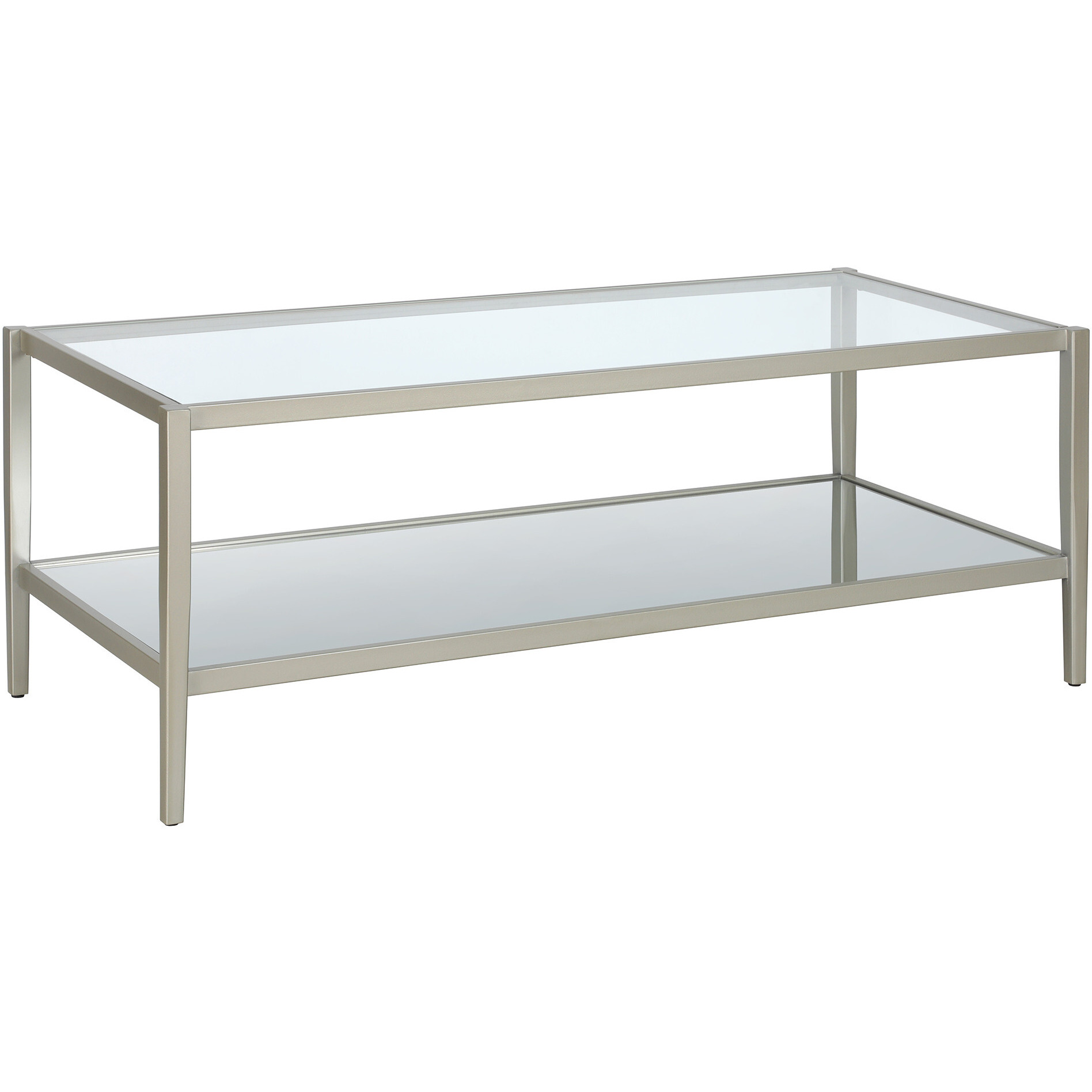 45 Silver Glass Rectangular Coffee Table With Shelf