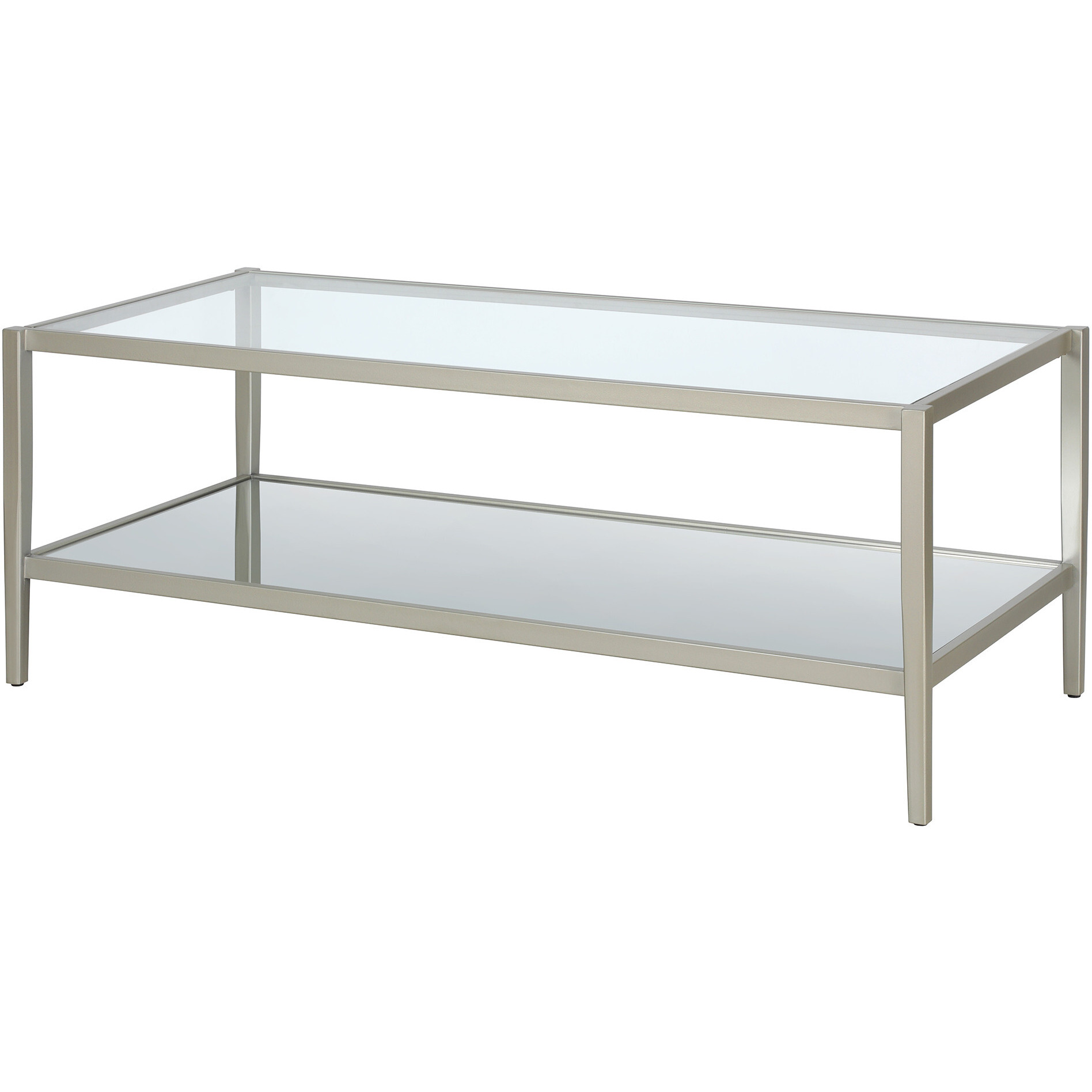 45 Silver Glass Rectangular Coffee Table With Shelf
