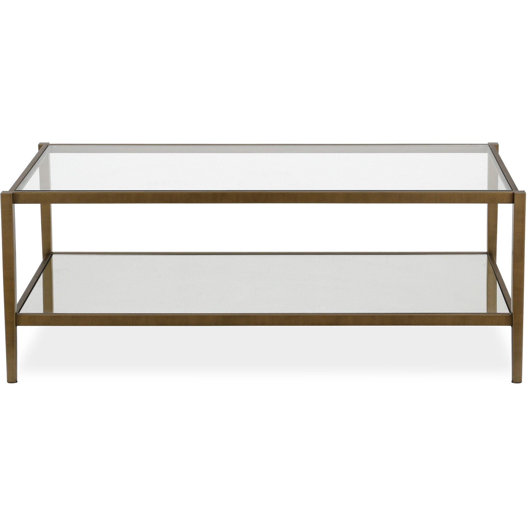 45 Gold Glass Rectangular Coffee Table With Shelf