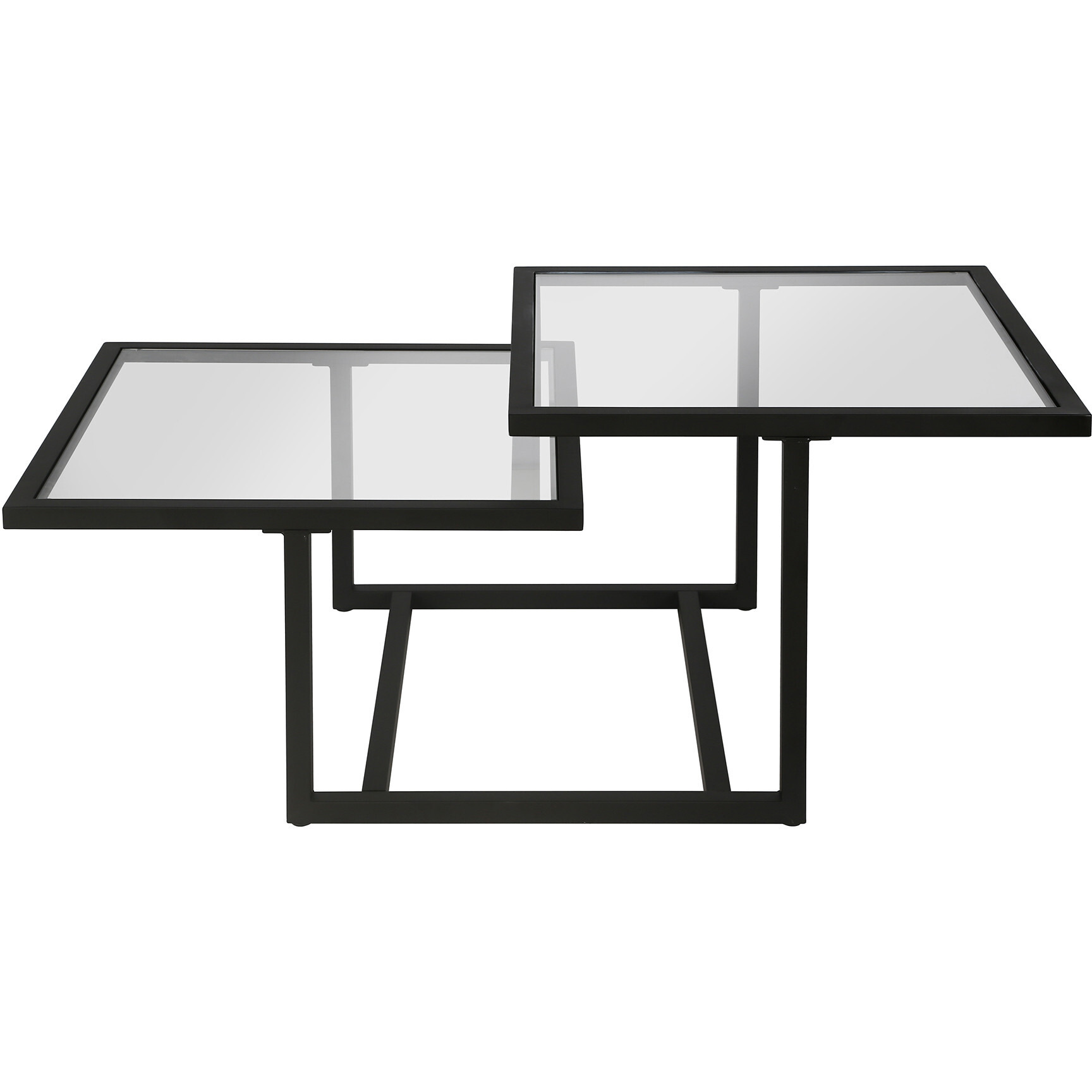 43 Black Glass Square Coffee Table With Two Shelves