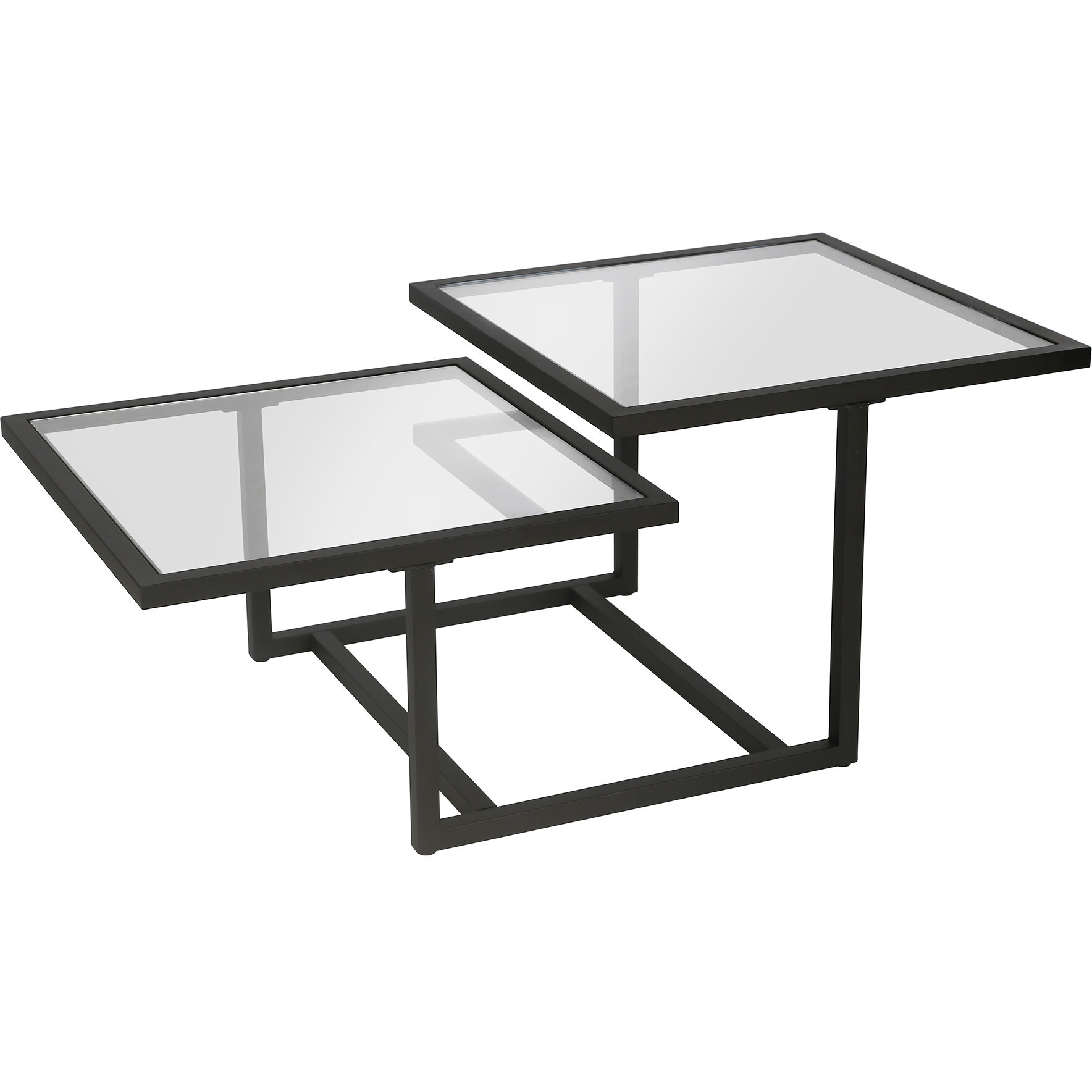 43 Black Glass Square Coffee Table With Two Shelves