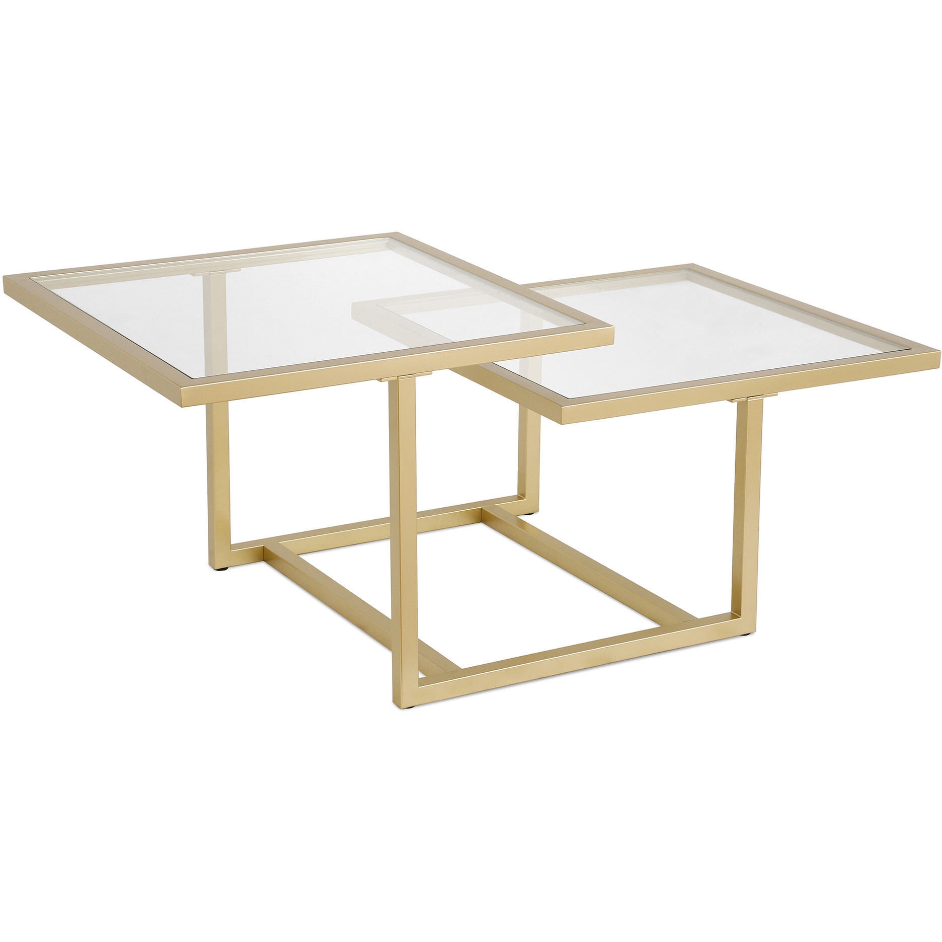 43 Gold Glass Square Coffee Table With Two Shelves