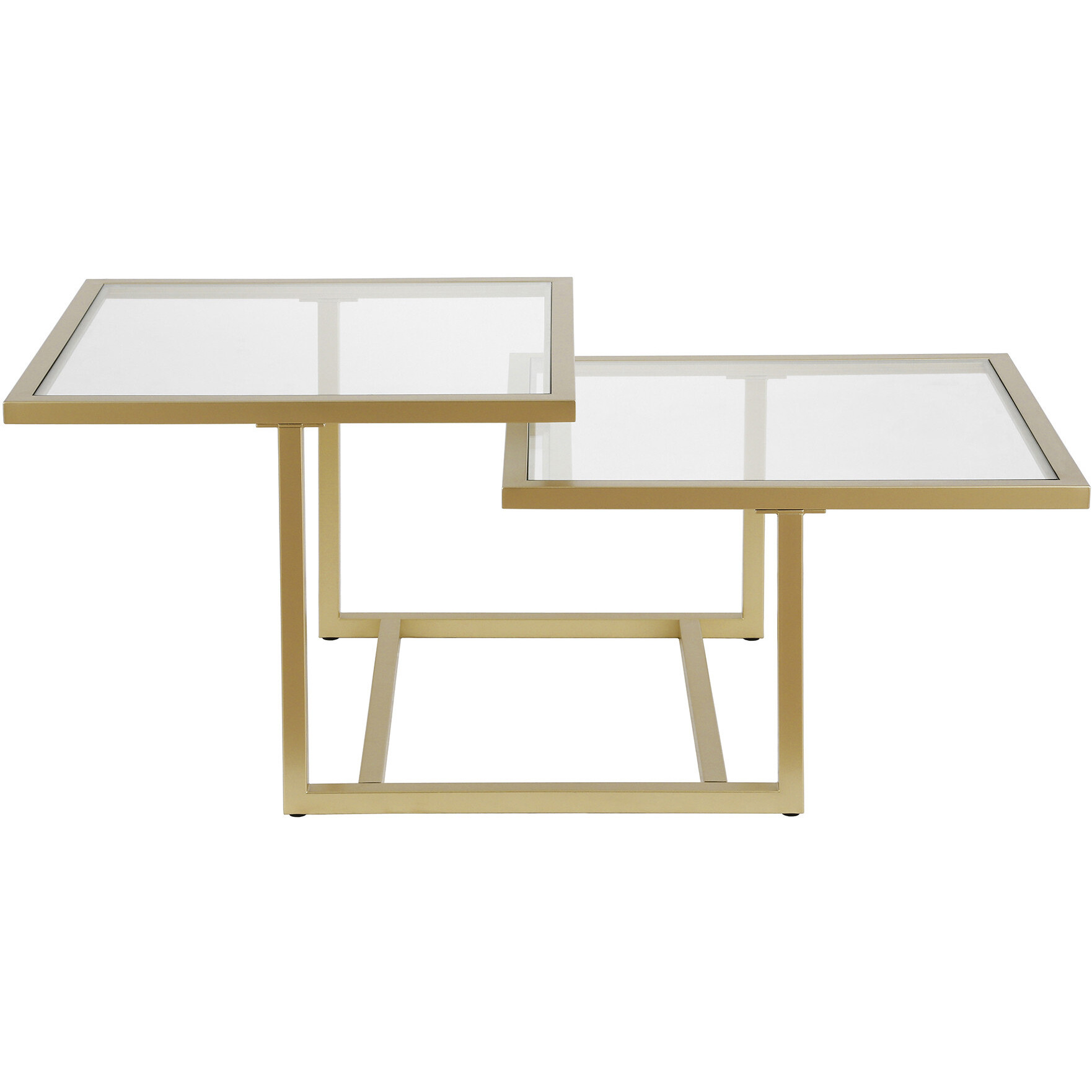 43 Gold Glass Square Coffee Table With Two Shelves