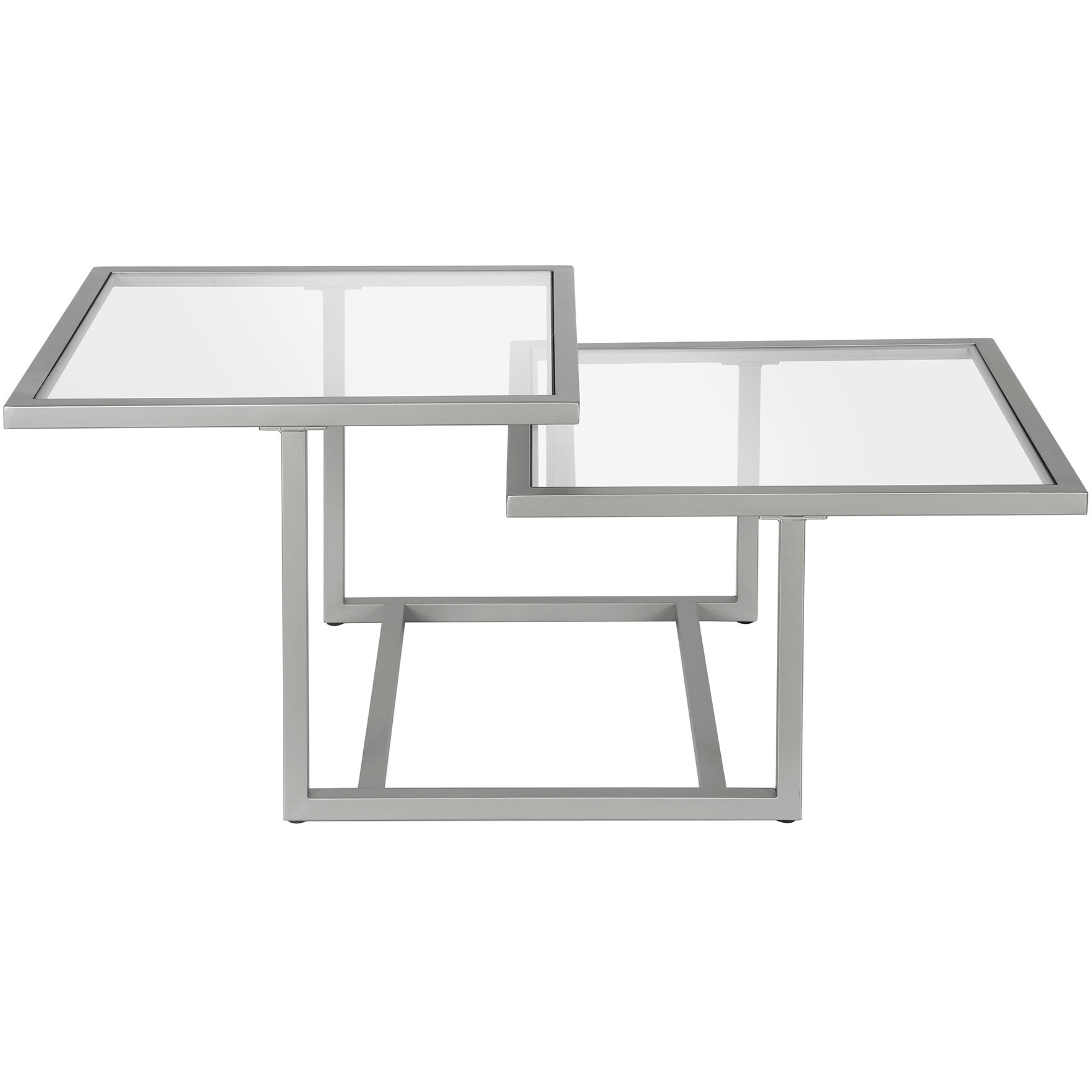 43 Silver Glass Square Coffee Table With Two Shelves