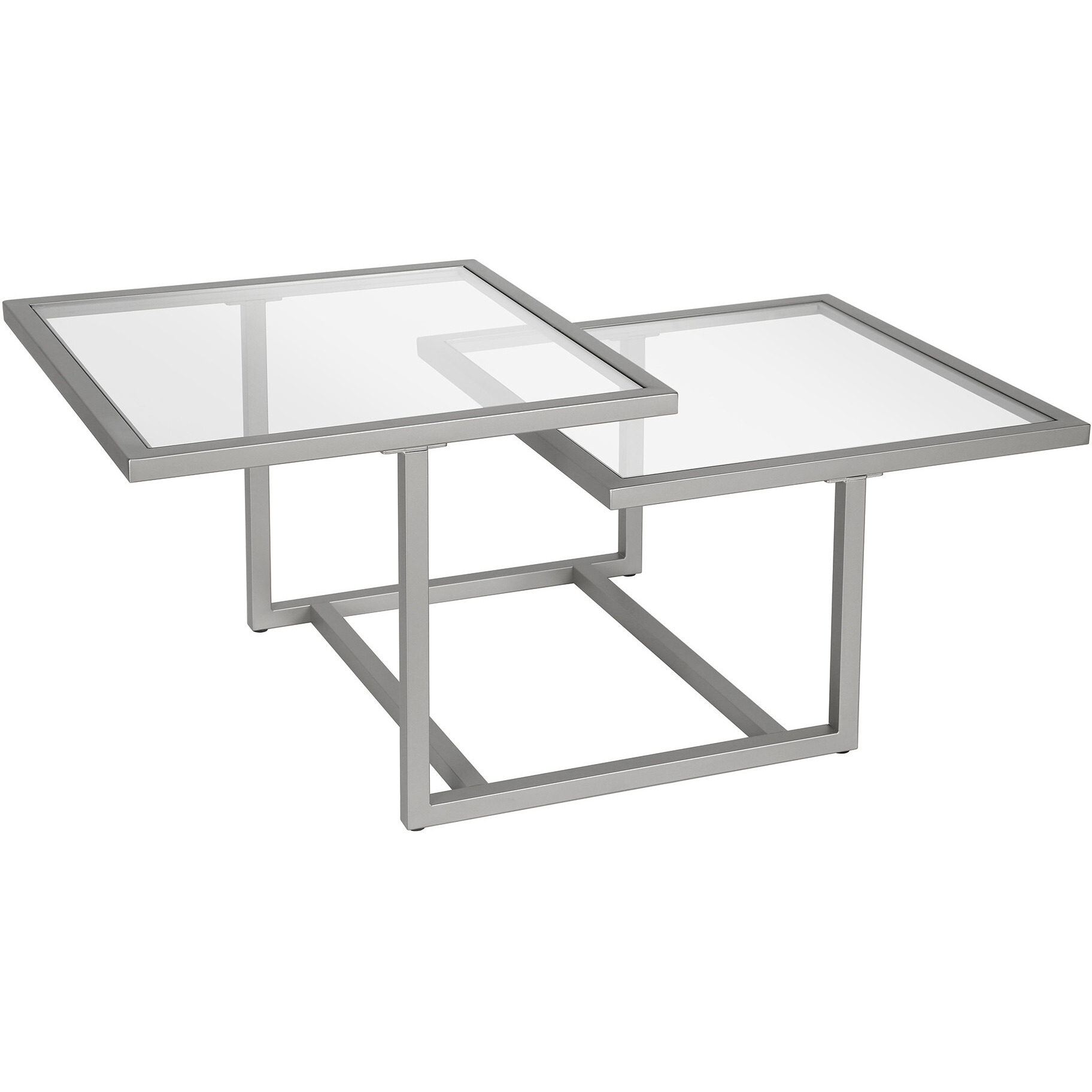 43 Silver Glass Square Coffee Table With Two Shelves