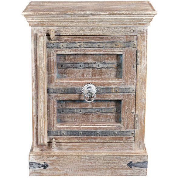 36 Distressed White Solid Wood Nightstand