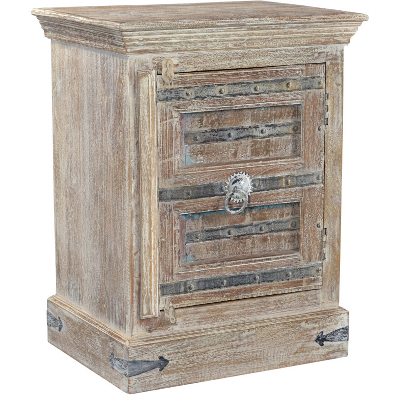 36 Distressed White Solid Wood Nightstand