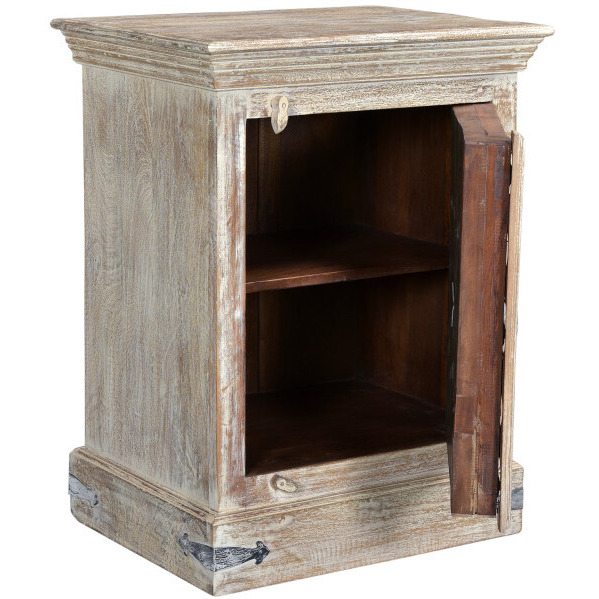 36 Distressed White Solid Wood Nightstand