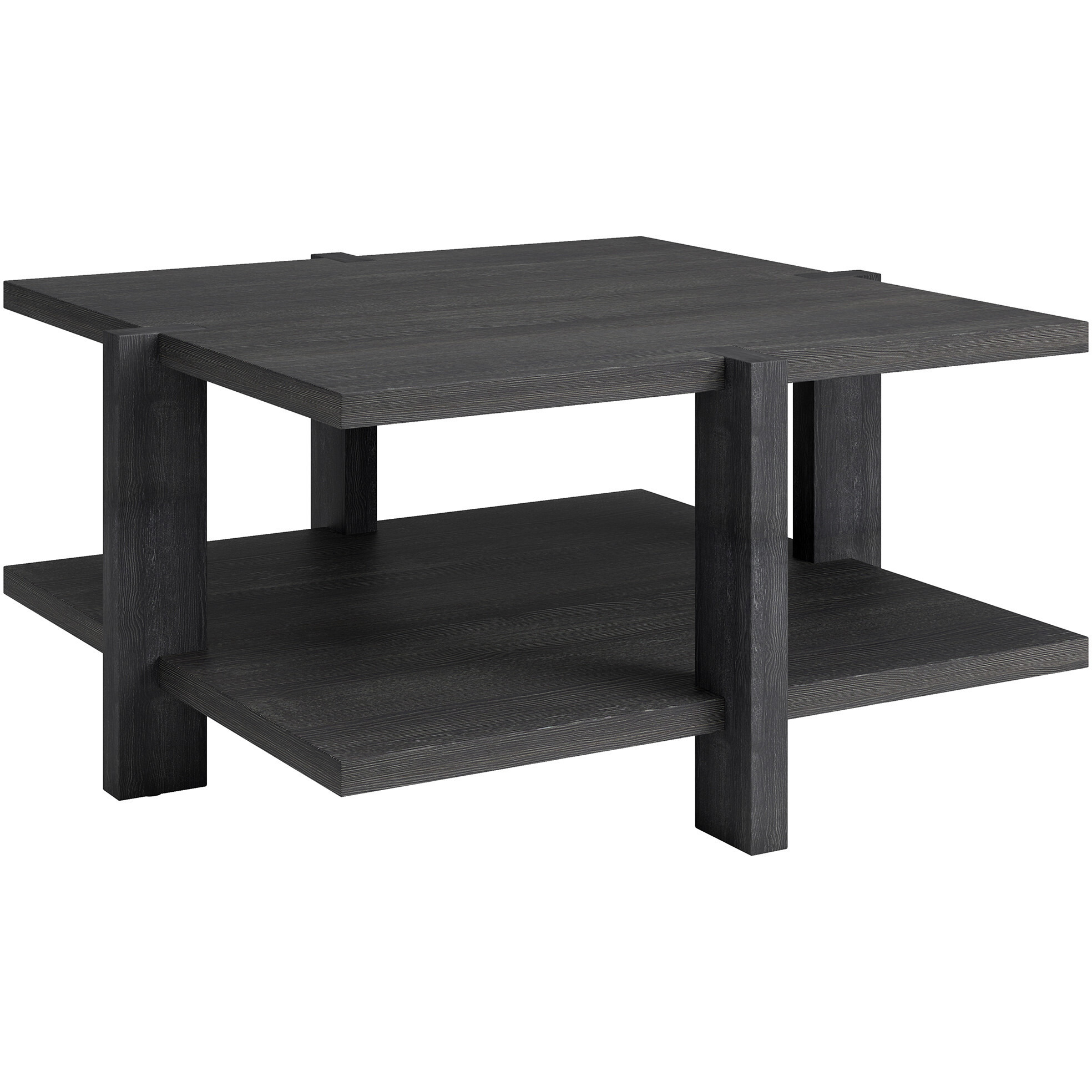 35 Gray Manufactured Wood Square Coffee Table With Shelf