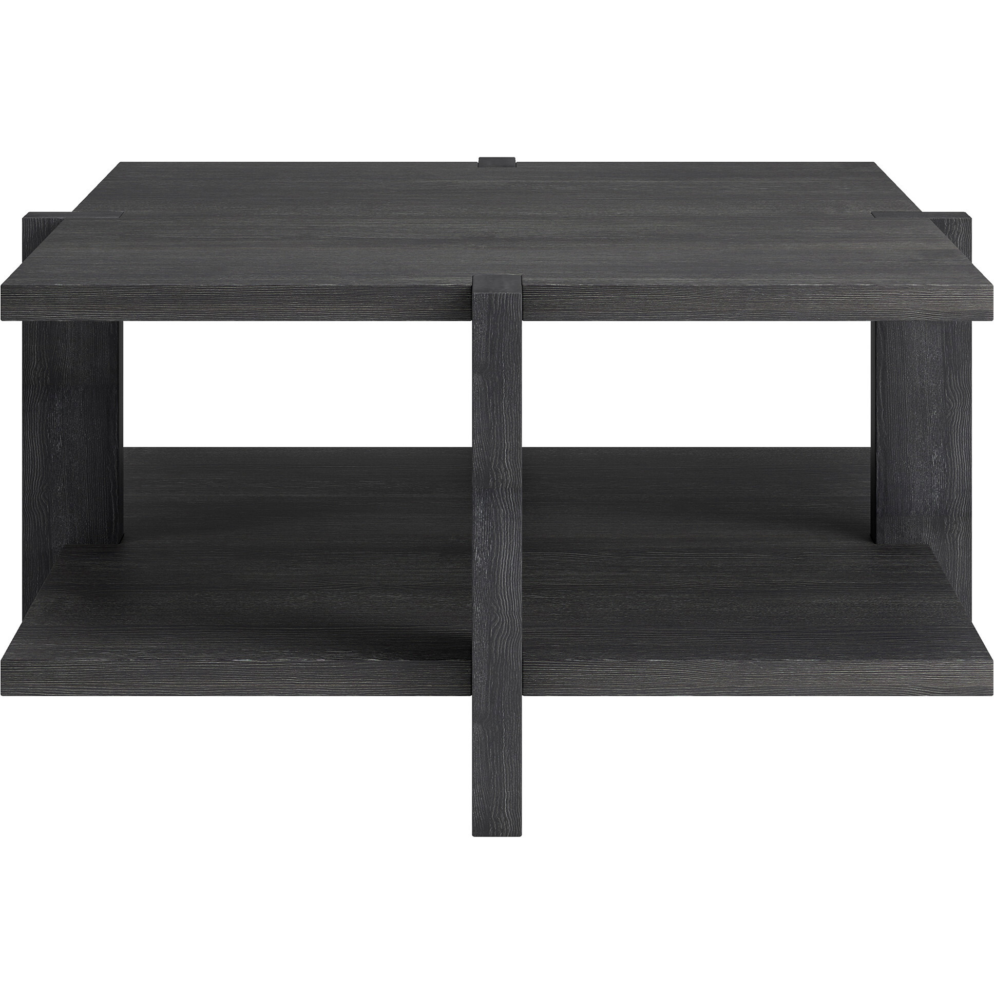35 Gray Manufactured Wood Square Coffee Table With Shelf