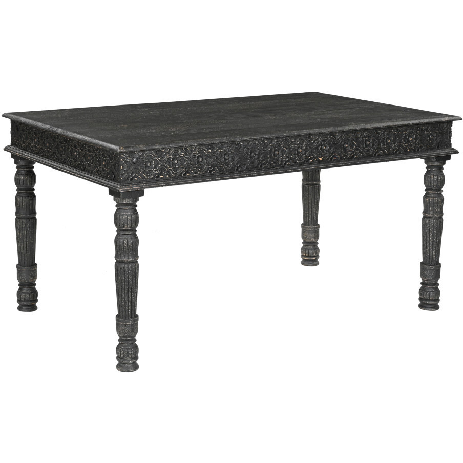 60 Black Solid Wood Dining Table