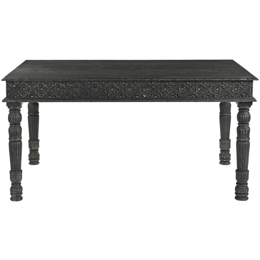 60 Black Solid Wood Dining Table
