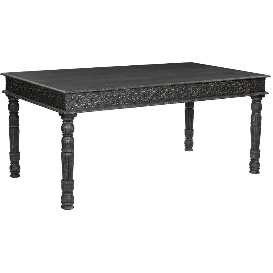 72 Black Solid Wood Dining Table