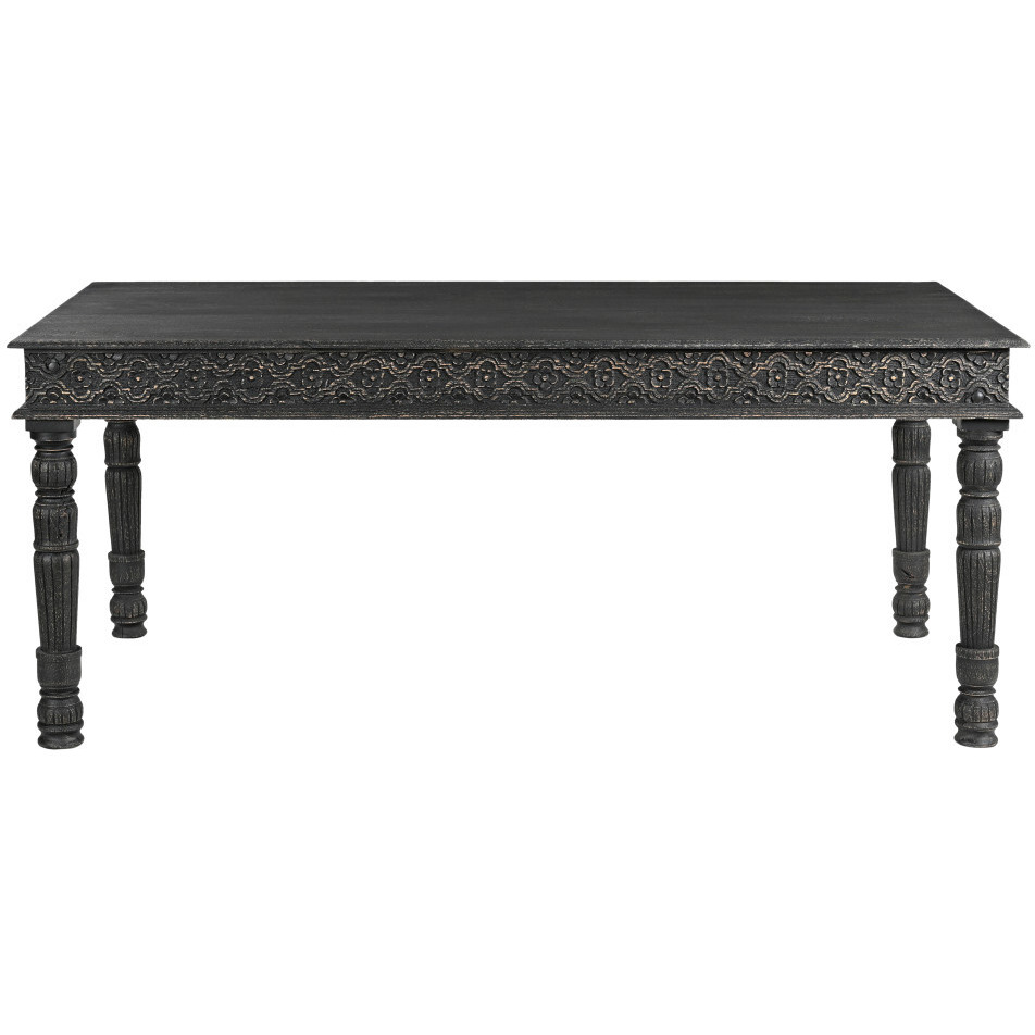 72 Black Solid Wood Dining Table