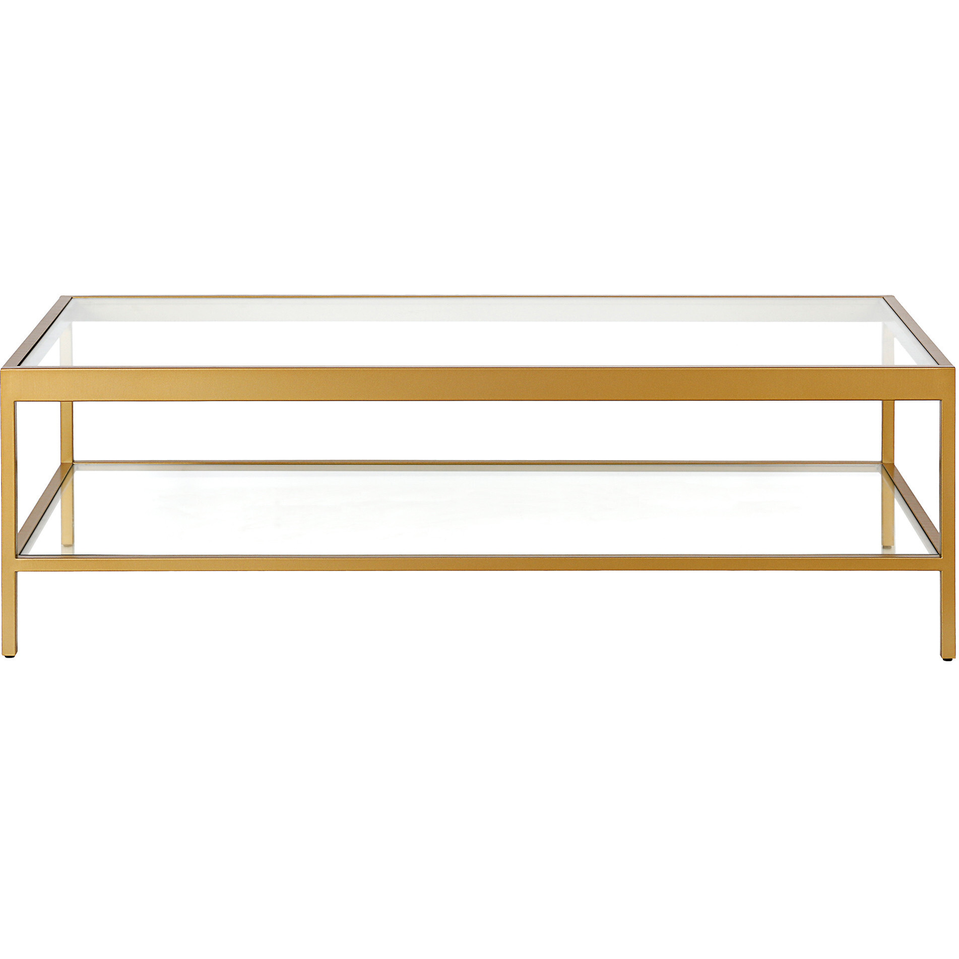54 Gold Glass Rectangular Coffee Table With Shelf