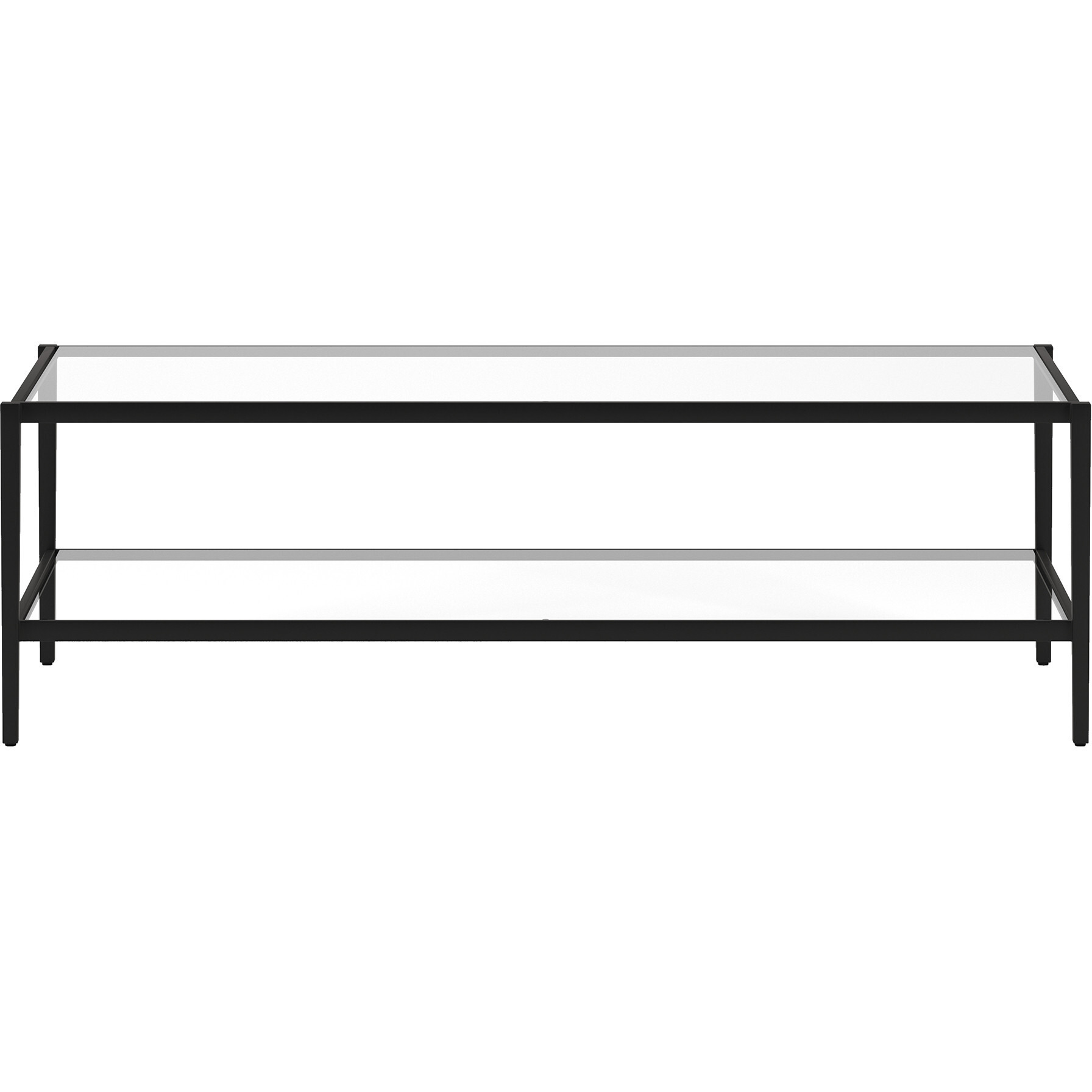54 Black Glass Rectangular Coffee Table With Shelf