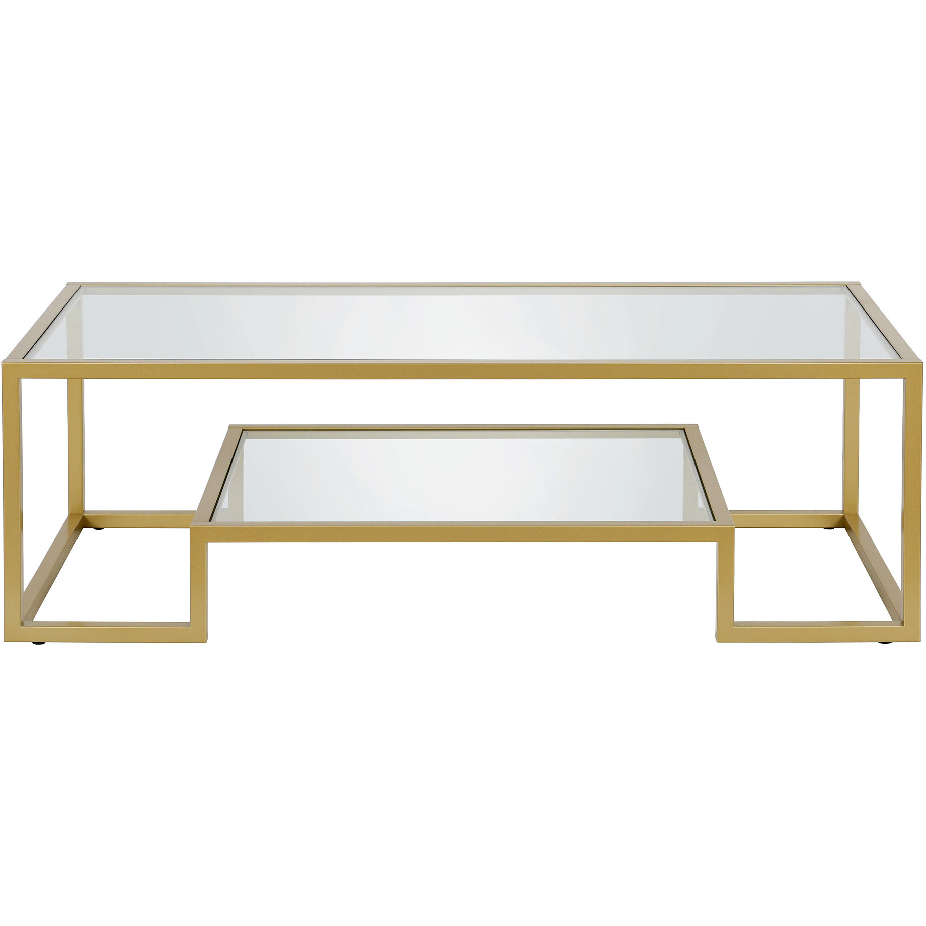54 Gold Glass Rectangular Coffee Table With Shelf