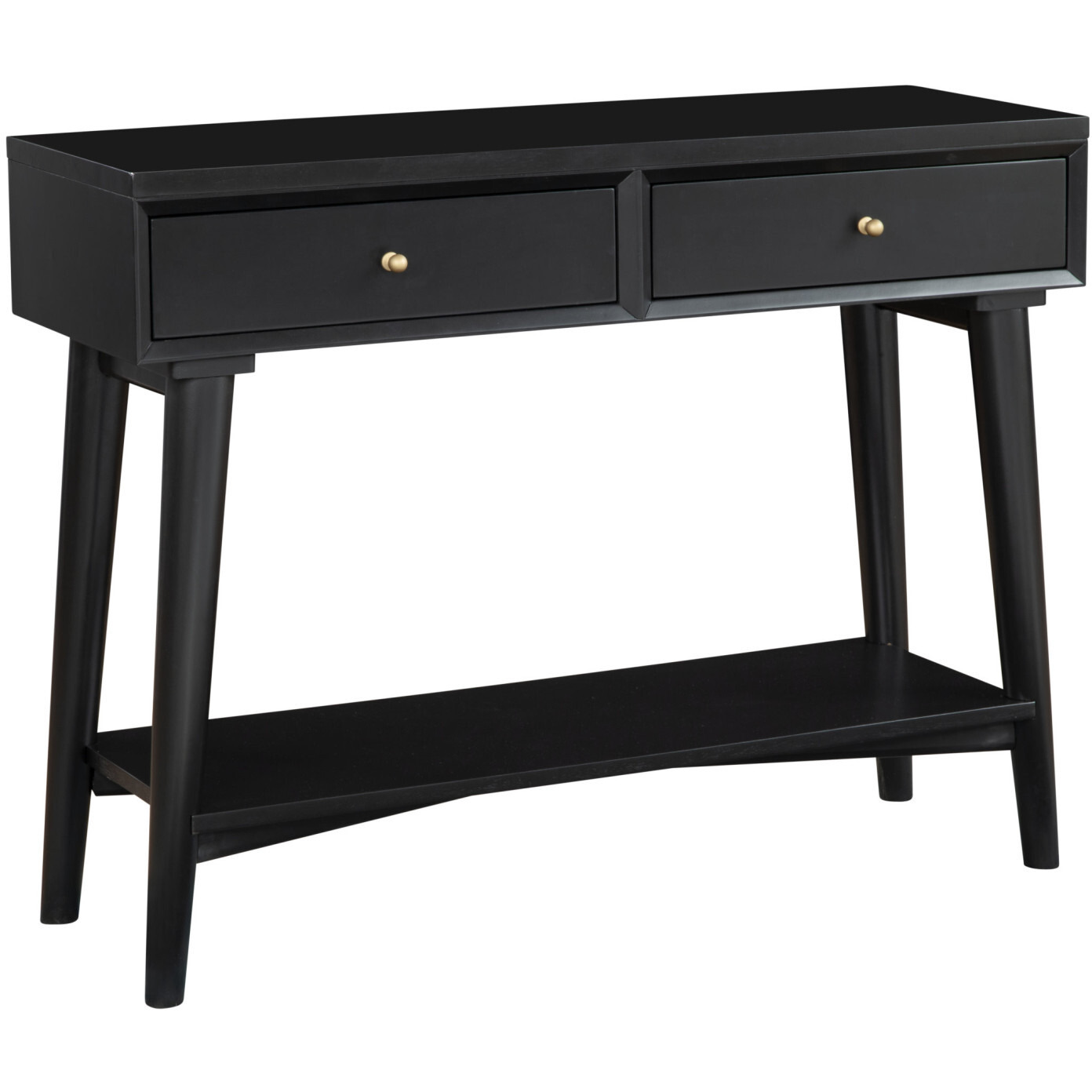 42 Black Solid And Manufactured Wood Floor Shelf Console Table With Storage With Storage
