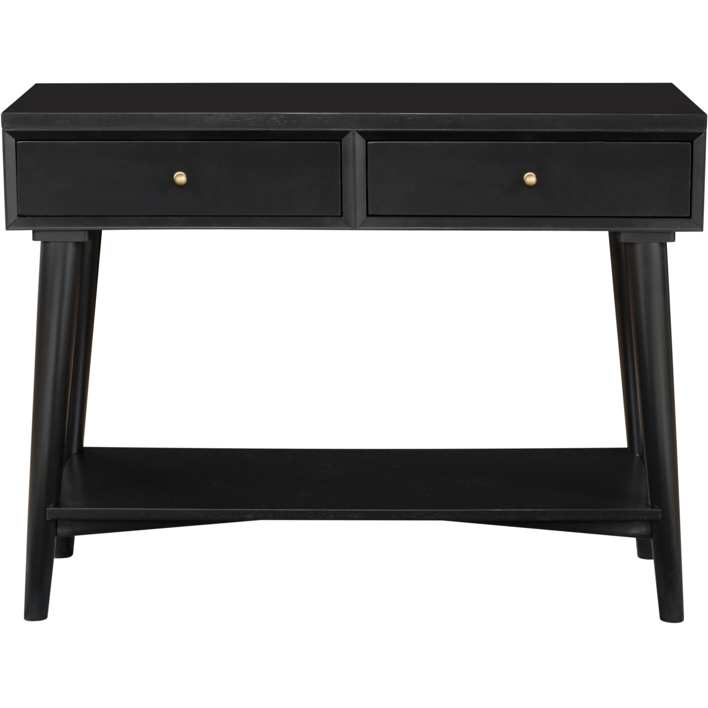 42 Black Solid And Manufactured Wood Floor Shelf Console Table With Storage With Storage