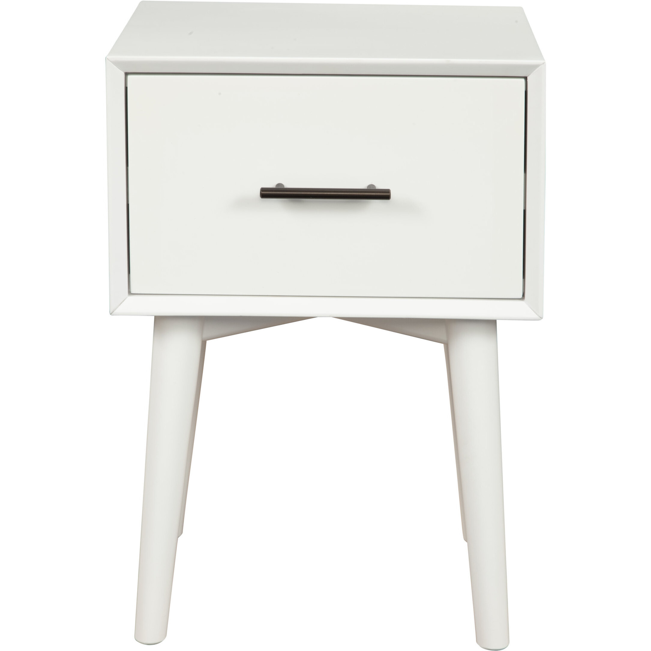 27 White Solid Manufactured Wood End Table With Drawer
